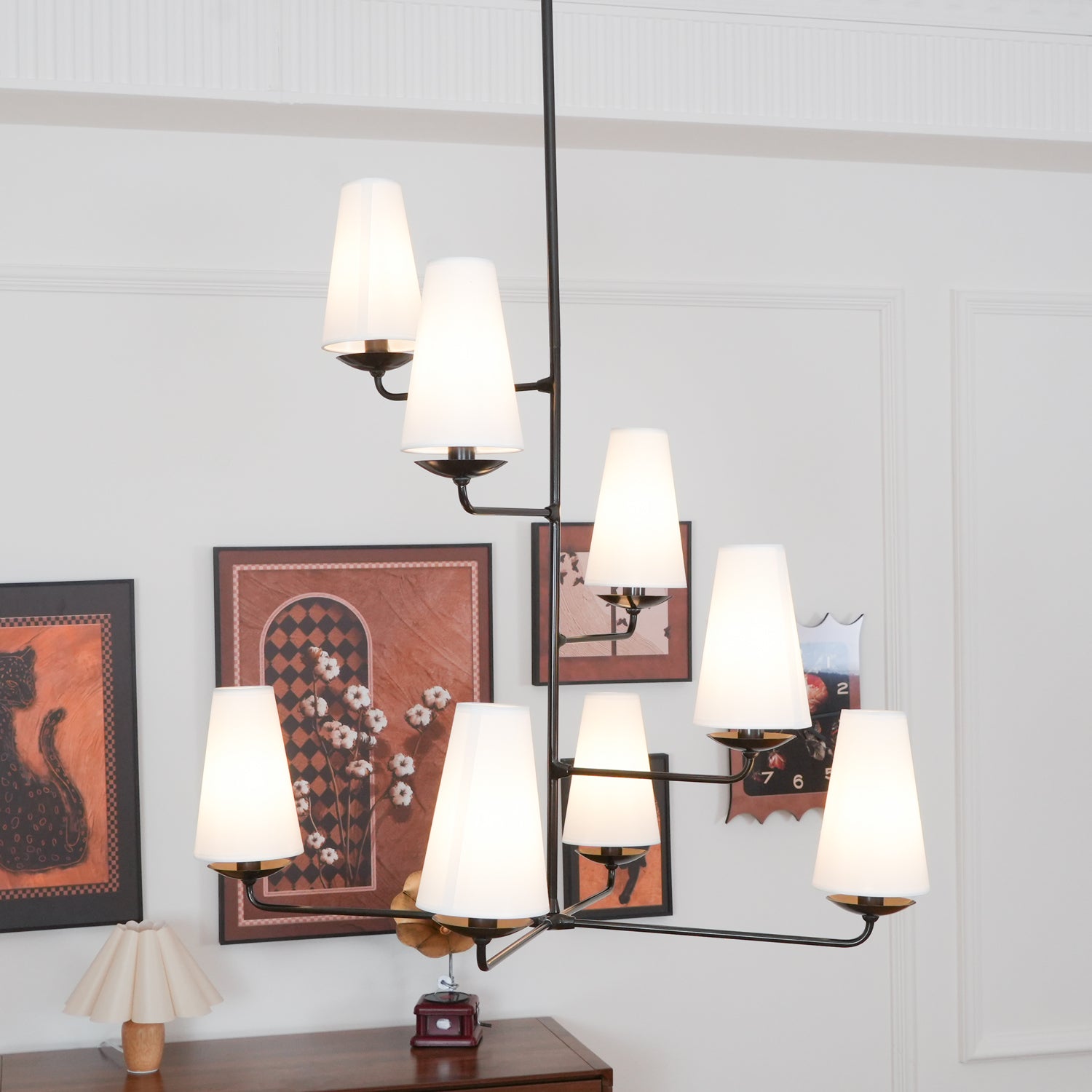 Lustra Chandelier Vertical Copper Linen - Letslighting
