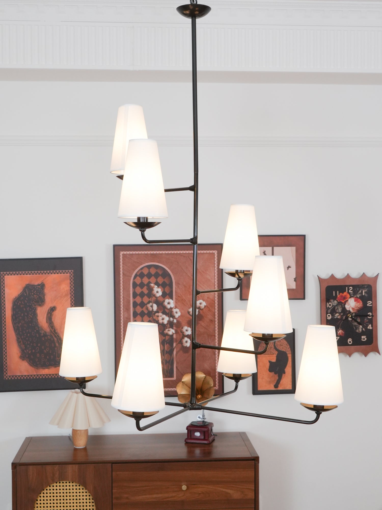 Lustra Chandelier Vertical Copper Linen - Letslighting