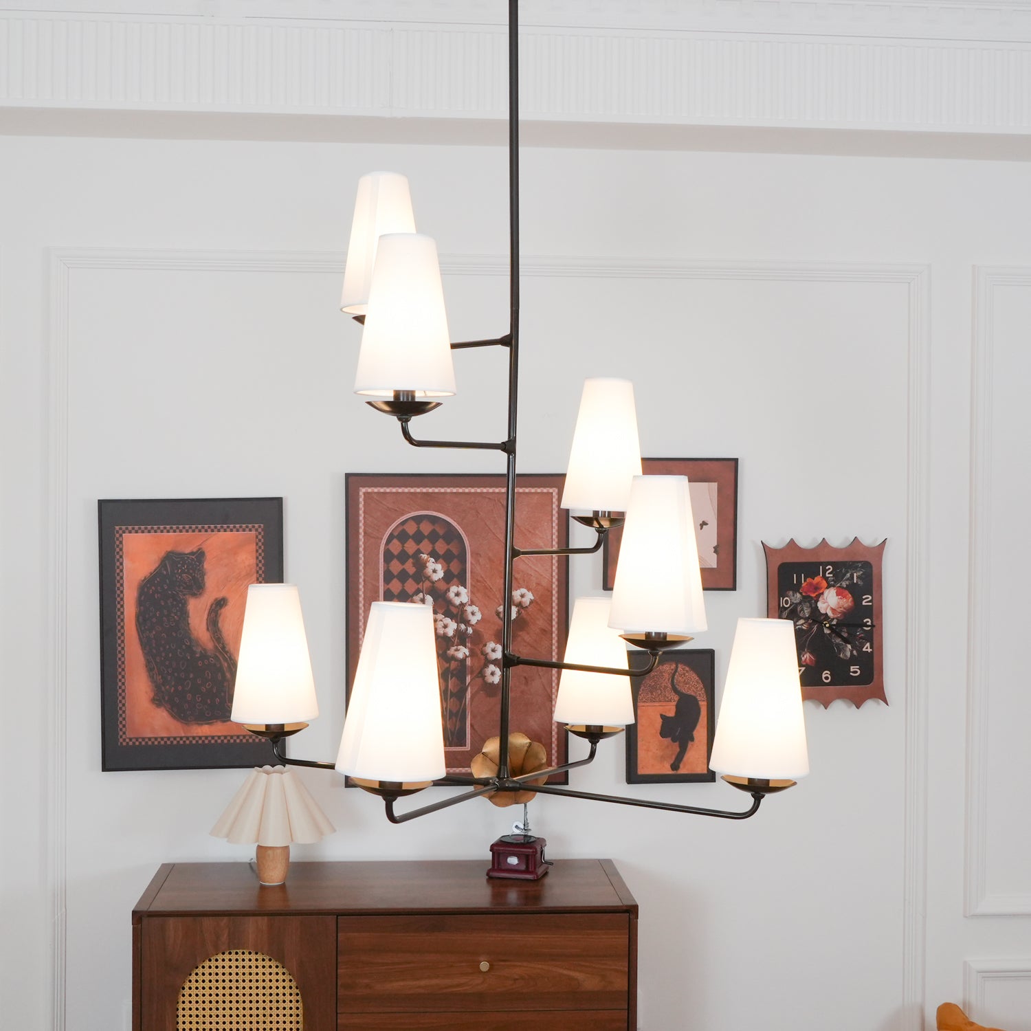 Lustra Chandelier Vertical Copper Linen - Letslighting
