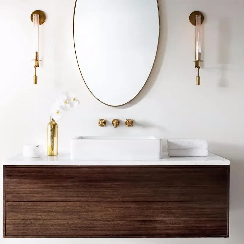 Lustra Wall Lamp Brass Minimalist Ribbed Glass - Letslighting