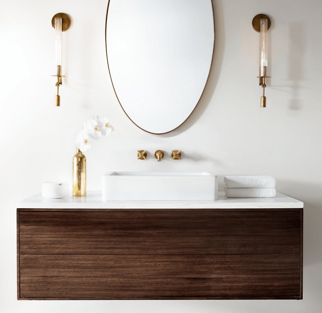 Lustra Wall Lamp Brass Minimalist Ribbed Glass - Letslighting