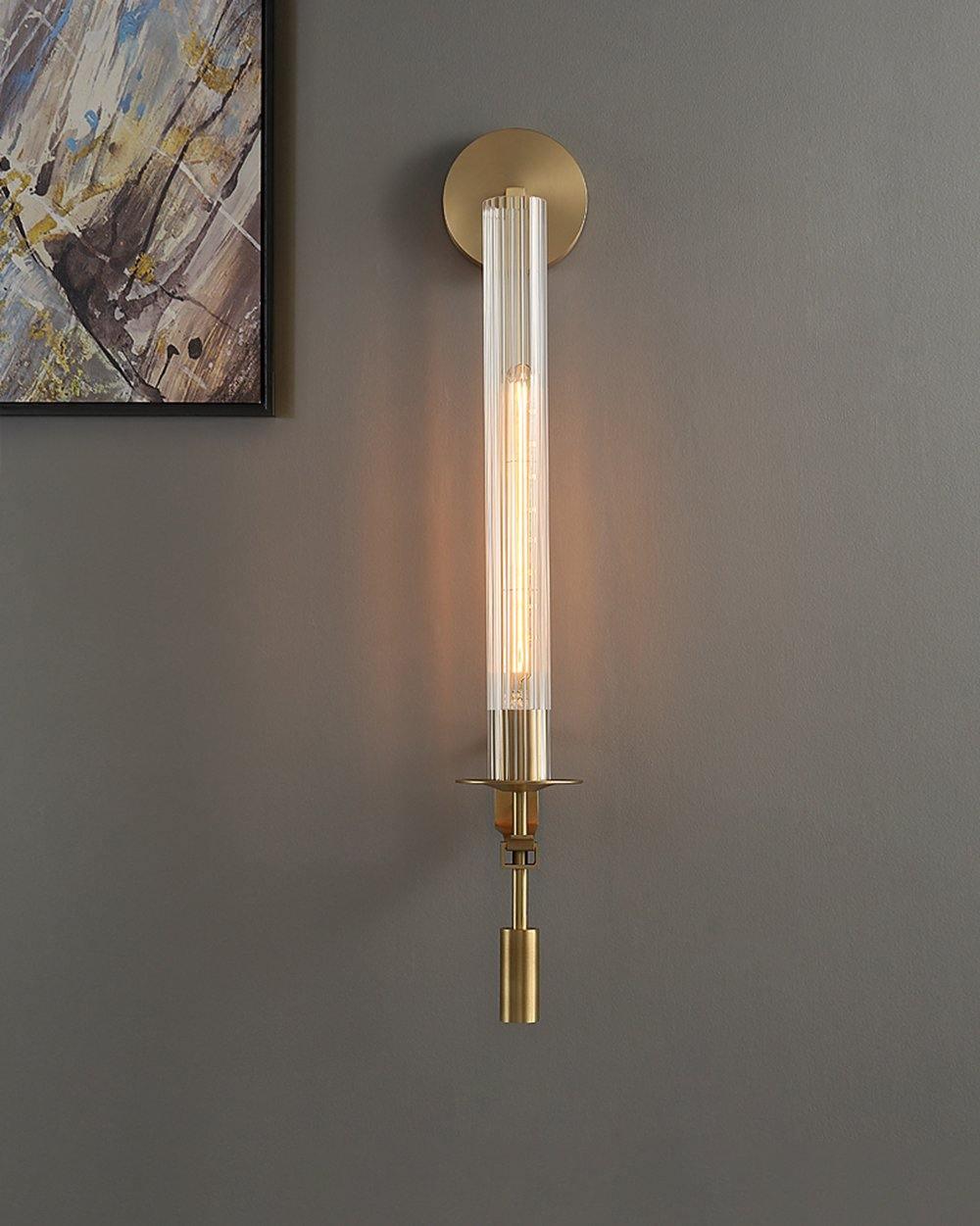 Lustra Wall Lamp Brass Minimalist Ribbed Glass - Letslighting
