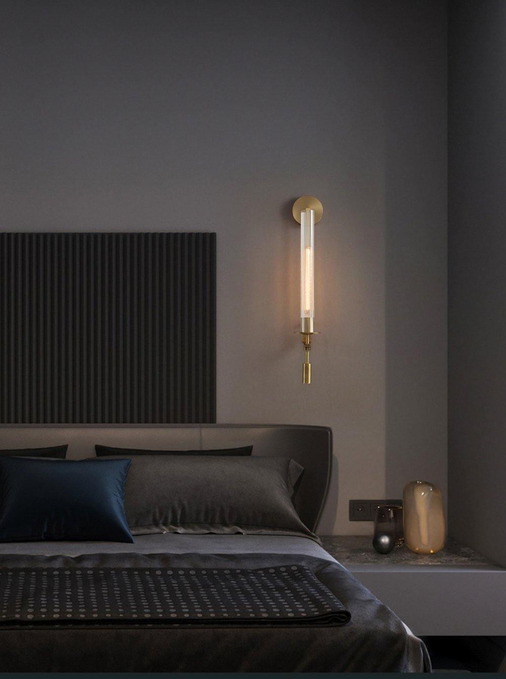Lustra Wall Lamp Brass Minimalist Ribbed Glass - Letslighting