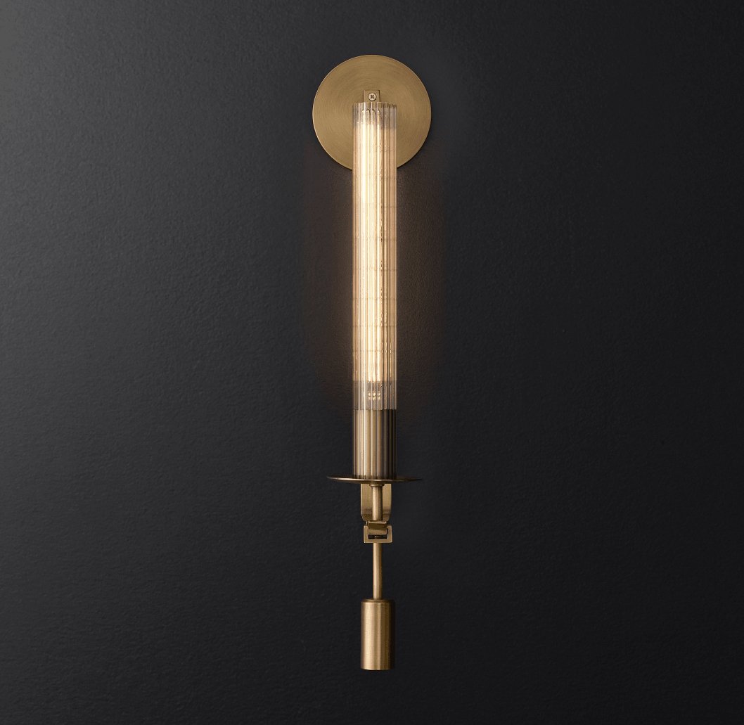 Lustra Wall Lamp Brass Minimalist Ribbed Glass - Letslighting
