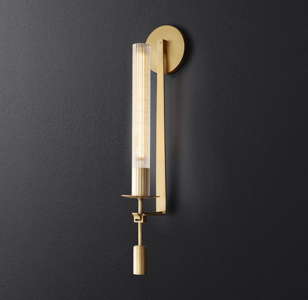 Lustra Wall Lamp Brass Minimalist Ribbed Glass - Letslighting