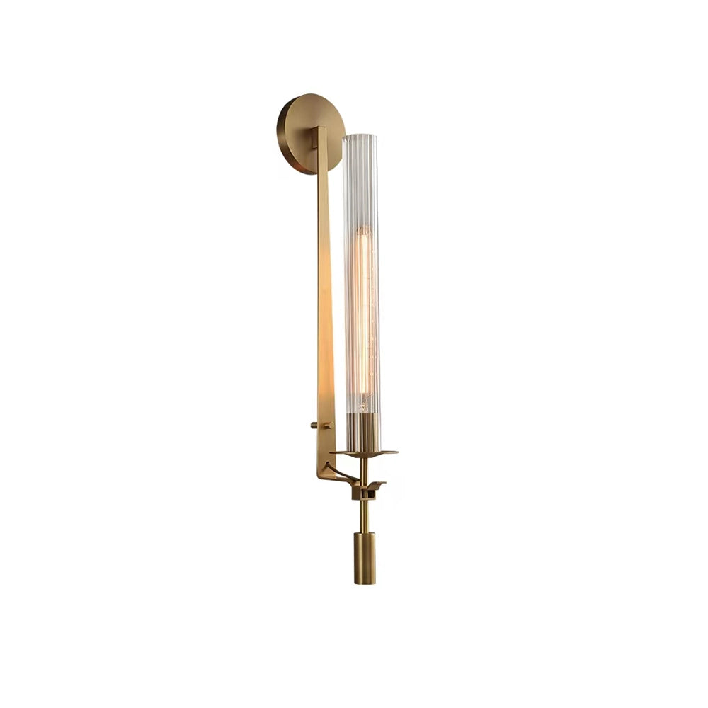 Lustra Wall Lamp Brass Minimalist Ribbed Glass - Letslighting