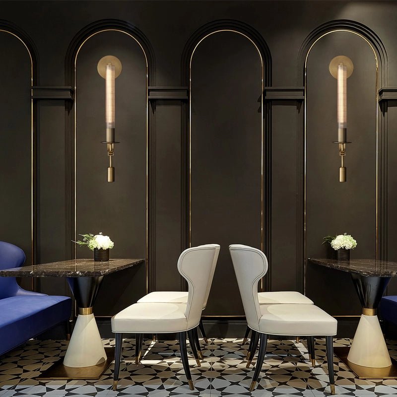 Lustra Wall Lamp Brass Minimalist Ribbed Glass - Letslighting