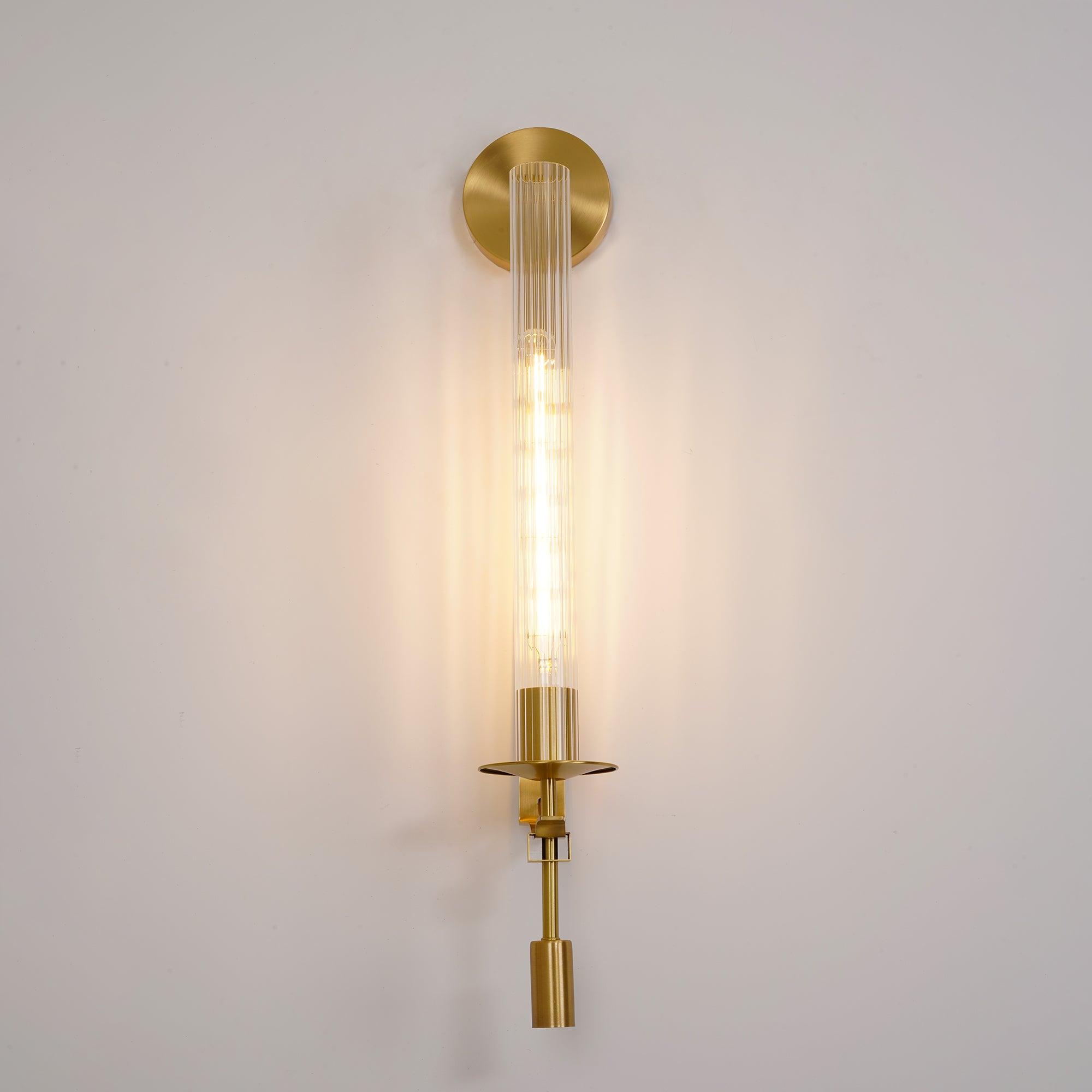Lustra Wall Lamp Brass Minimalist Ribbed Glass - Letslighting