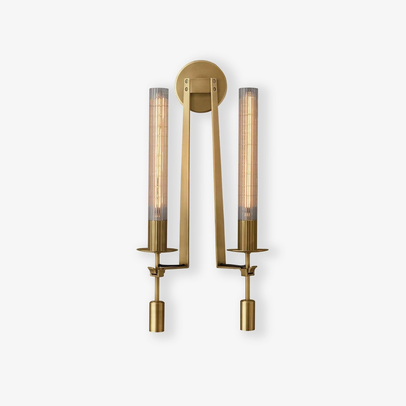 Lustra Wall Lamp Brass Minimalist Ribbed Glass - Letslighting