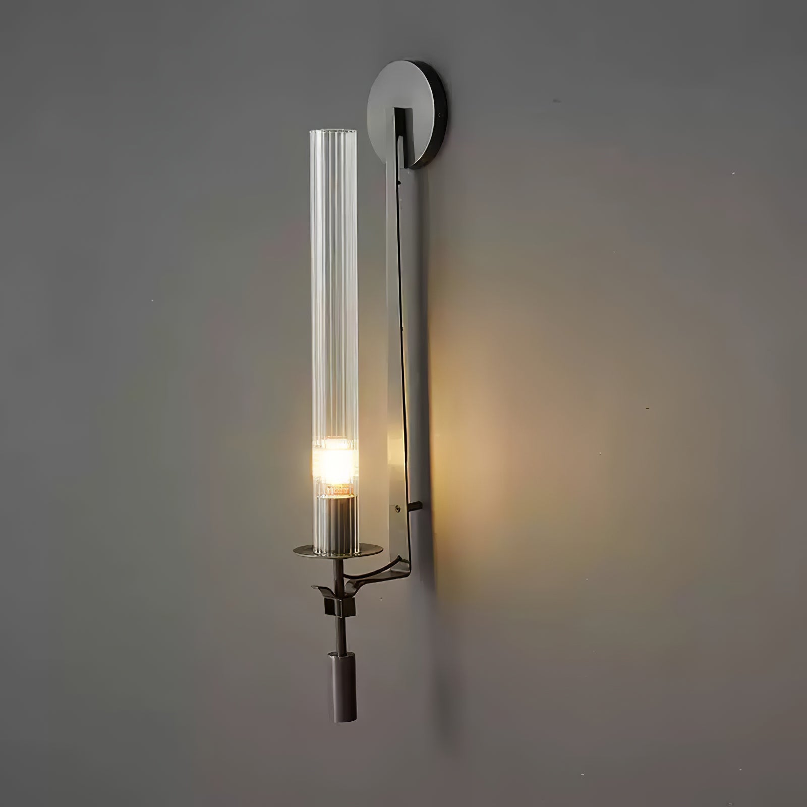 Lustra Wall Lamp Brass Minimalist Ribbed Glass - Letslighting