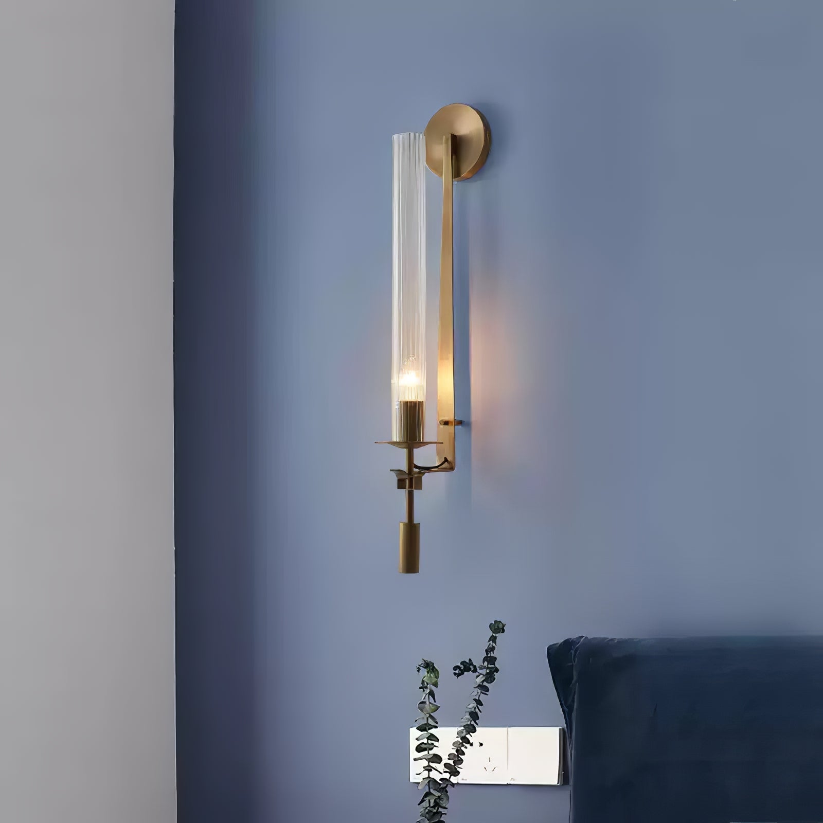 Lustra Wall Lamp Brass Minimalist Ribbed Glass - Letslighting