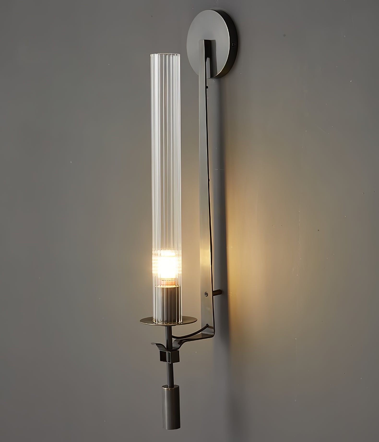 Lustra Wall Lamp Brass Minimalist Ribbed Glass - Letslighting