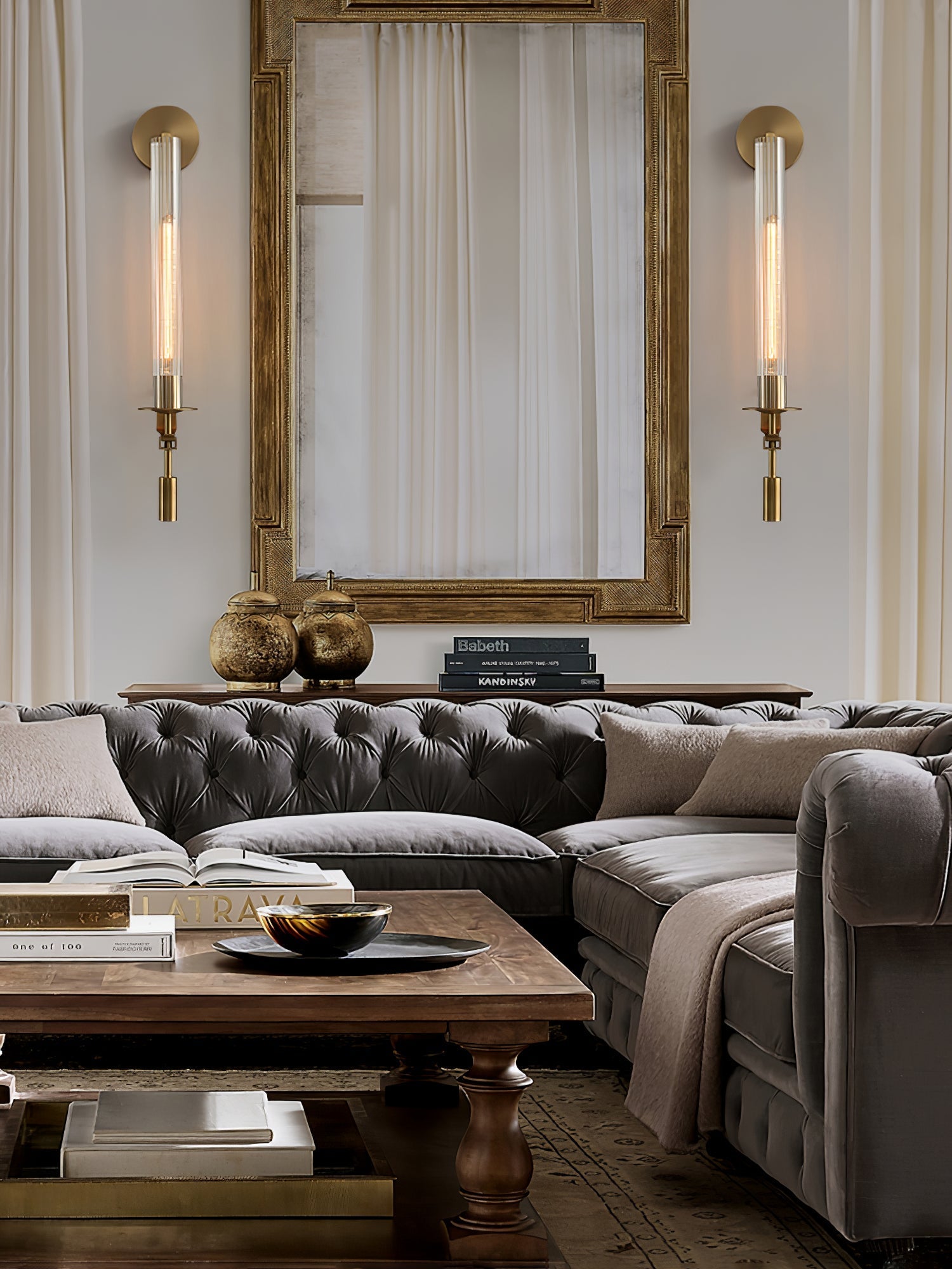 Lustra Wall Lamp Brass Minimalist Ribbed Glass - Letslighting