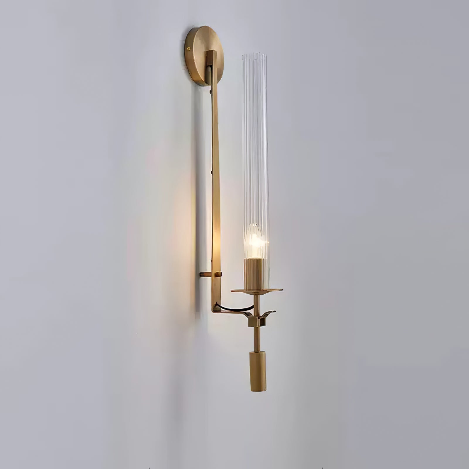 Lustra Wall Lamp Brass Minimalist Ribbed Glass - Letslighting