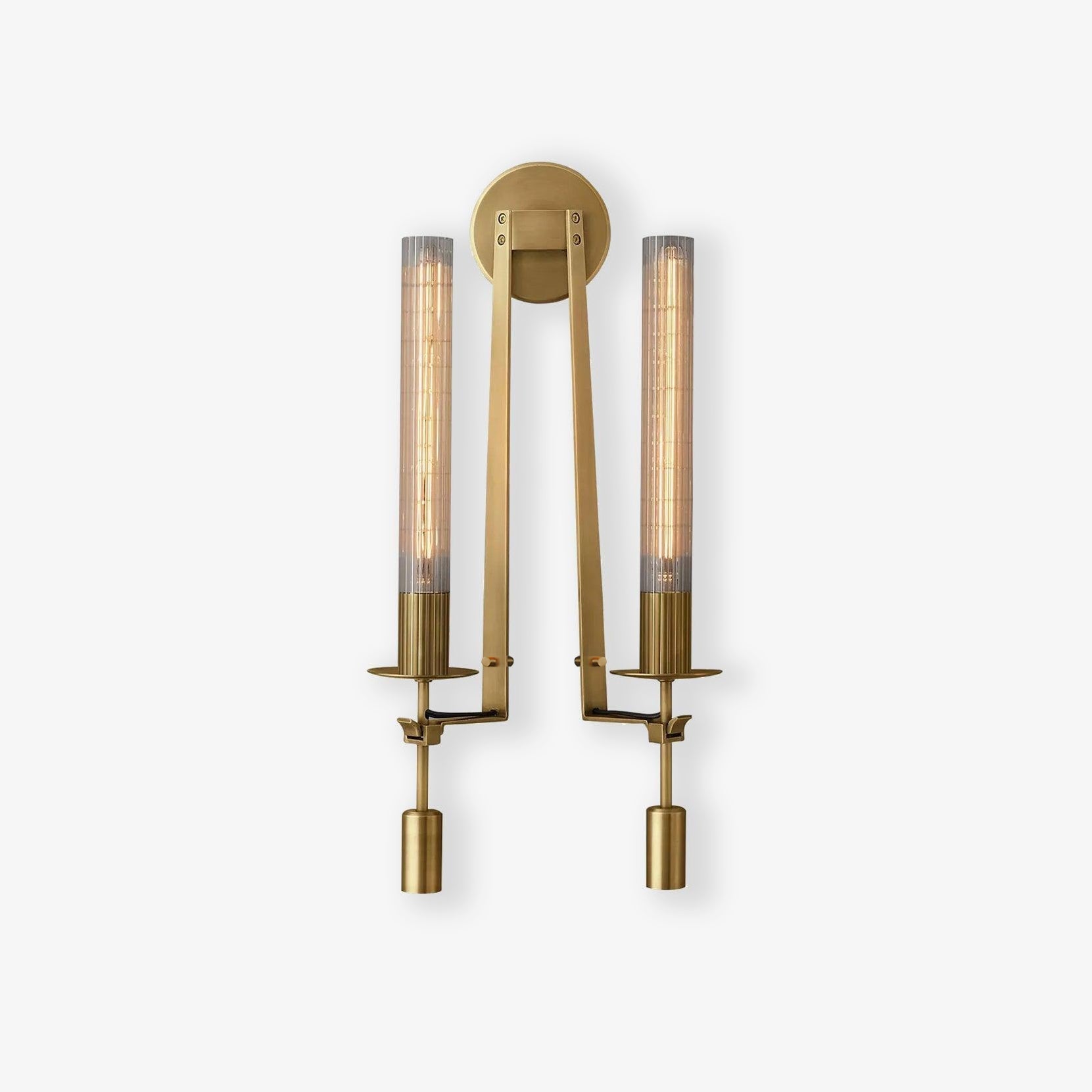 Lustra Wall Lamp Brass Minimalist Ribbed Glass - Letslighting