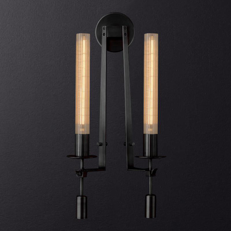 Lustra Wall Lamp Brass Minimalist Ribbed Glass - Letslighting