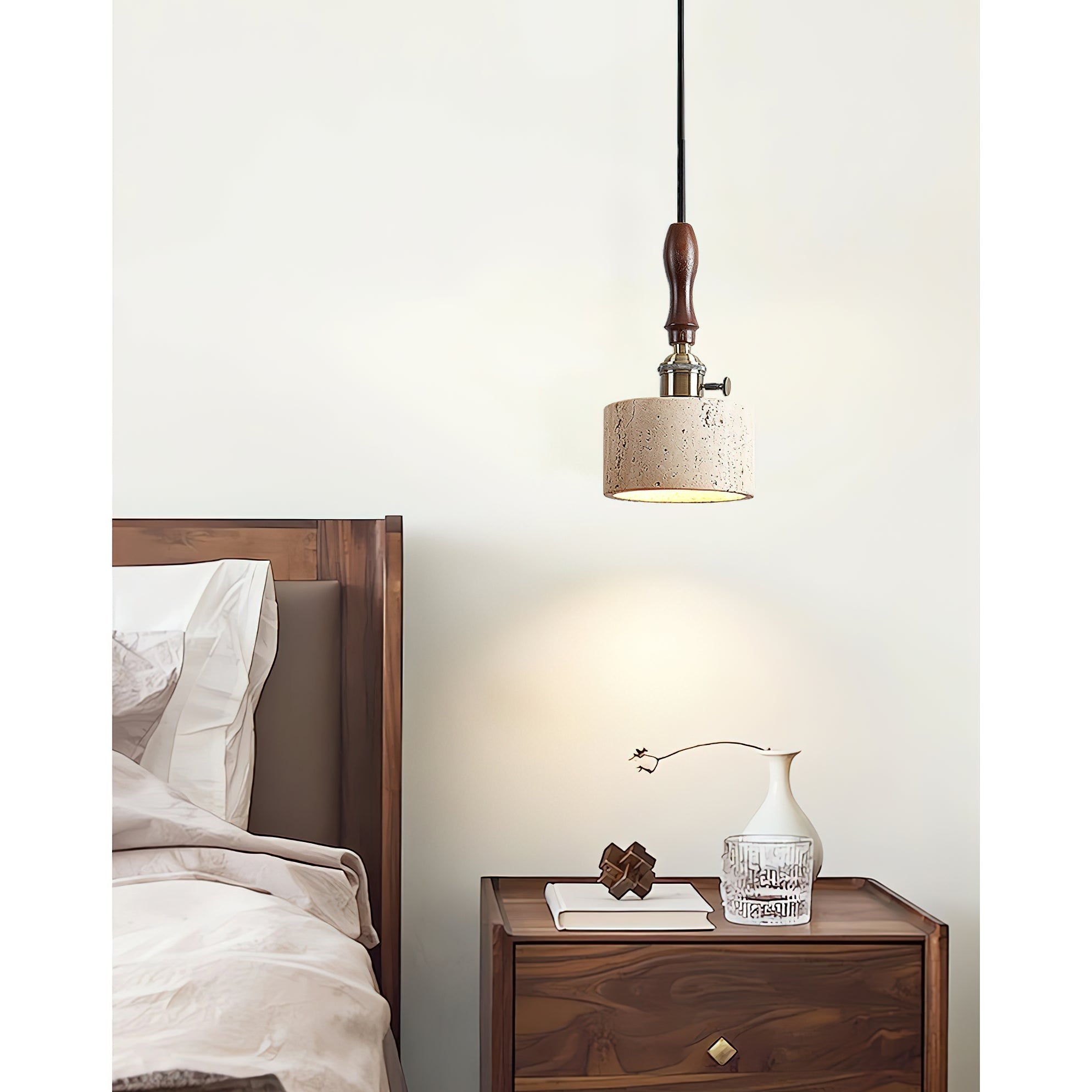 Sycaran Modern Minimalist Walnut Travertine Pendant Lamp - Letslighting
