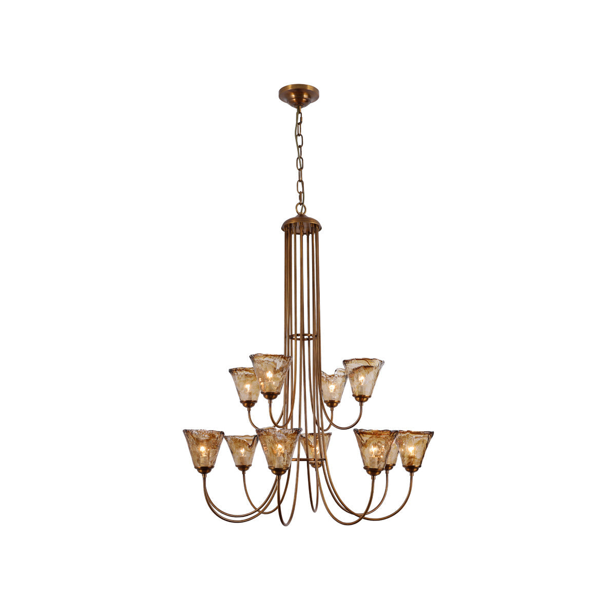 Ilsilis Vintage Industrial Amber Brass Chandelier - Letslighting
