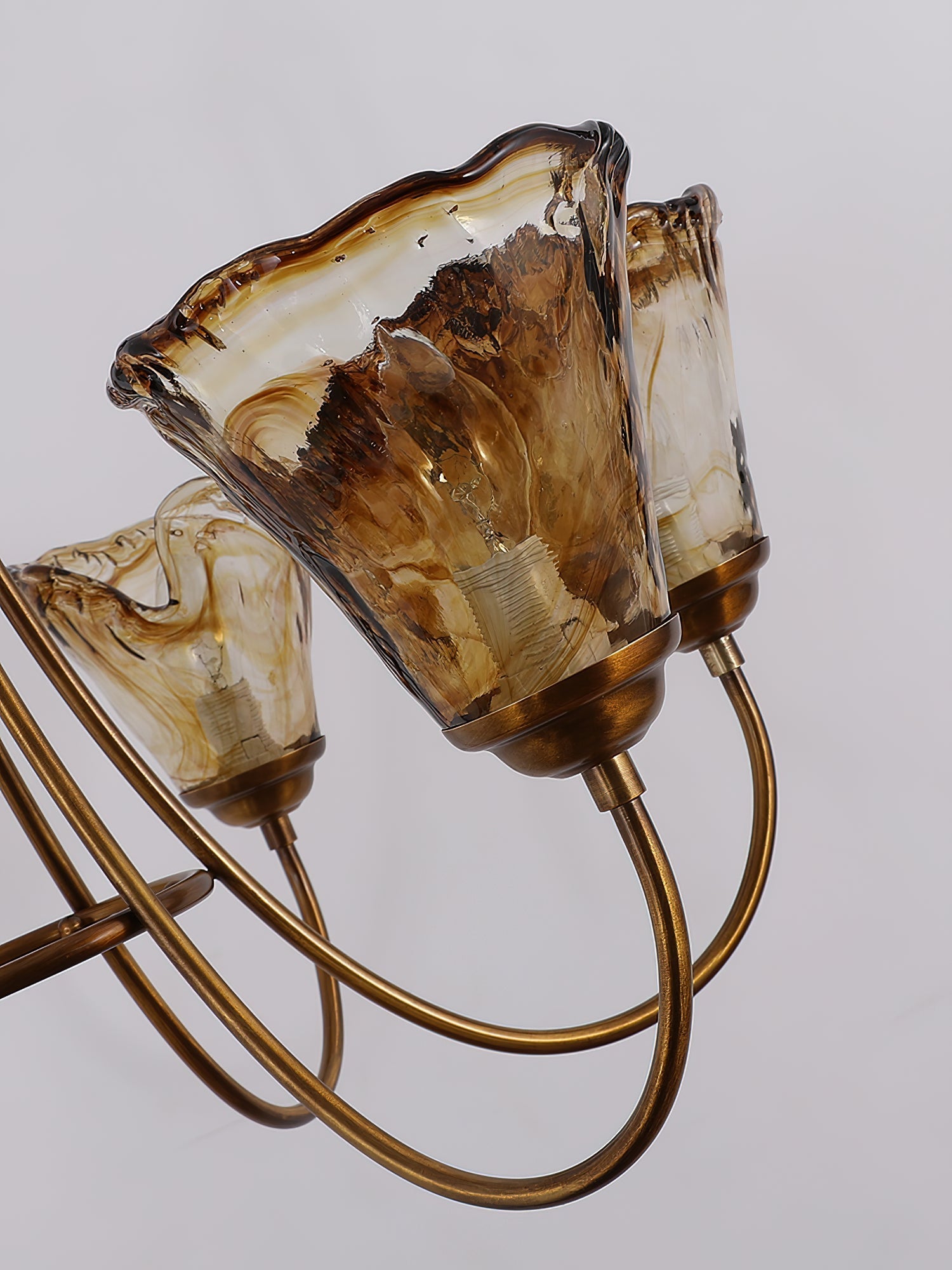 Ilsilis Vintage Industrial Amber Brass Chandelier - Letslighting