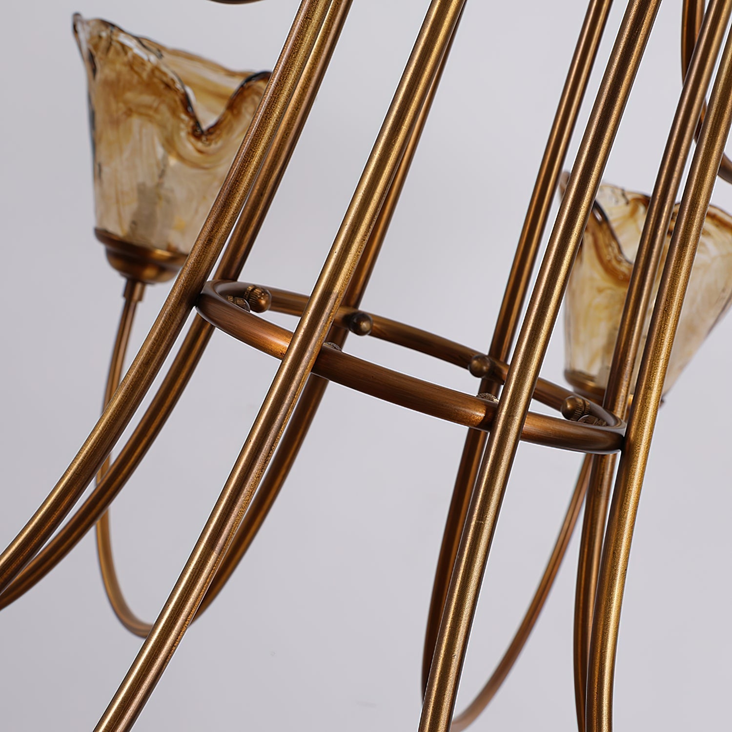 Ilsilis Vintage Industrial Amber Brass Chandelier - Letslighting