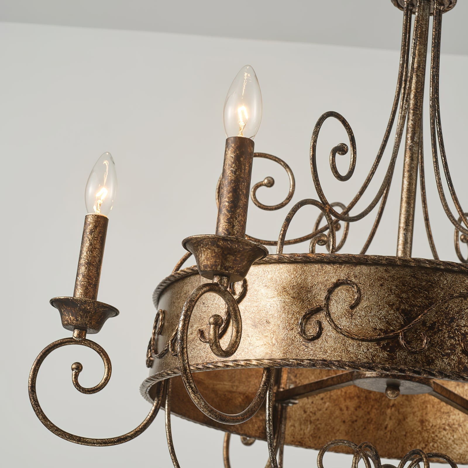Itheira Vintage Industrial Rust Candlestick Chandelier - Letslighting