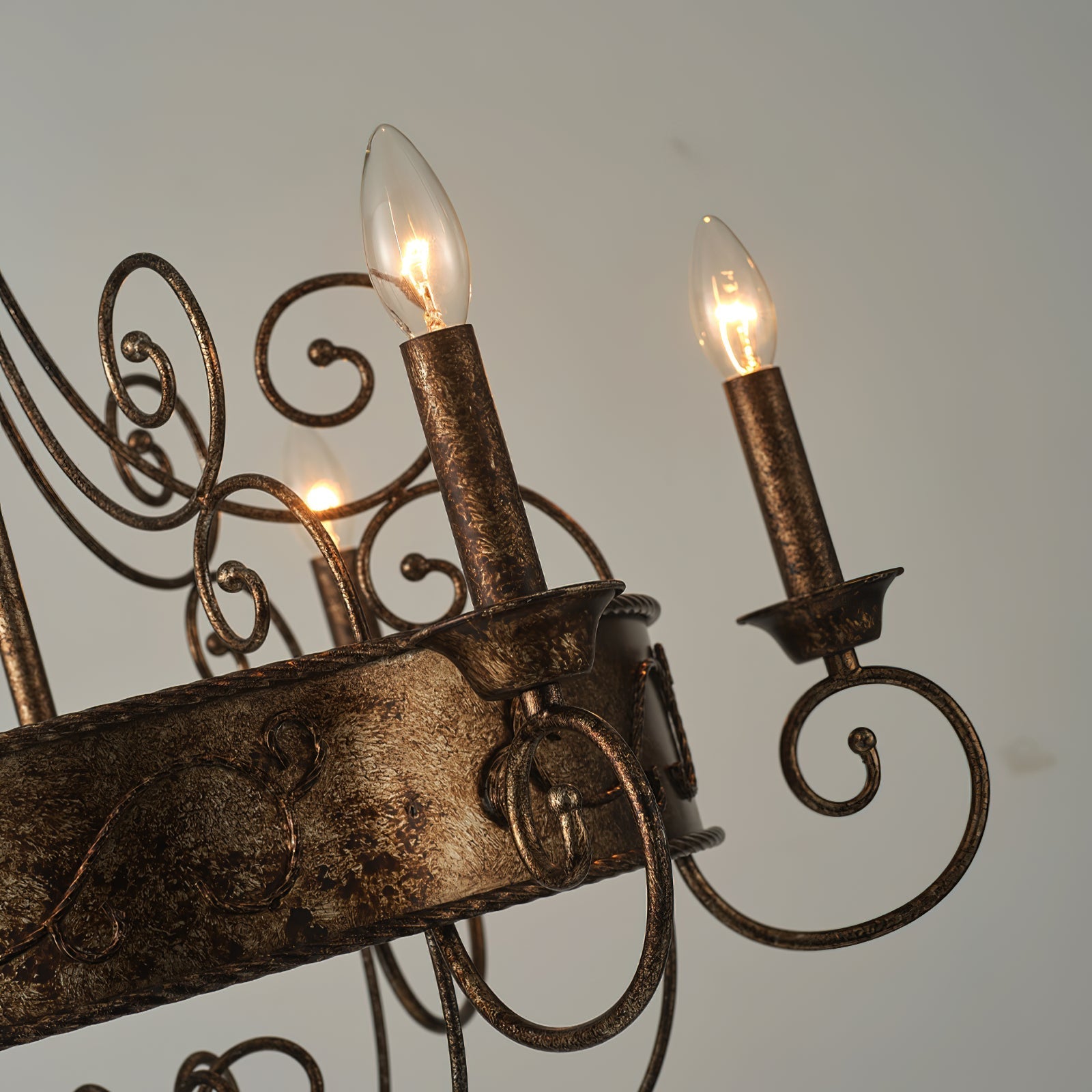 Itheira Vintage Industrial Rust Candlestick Chandelier - Letslighting