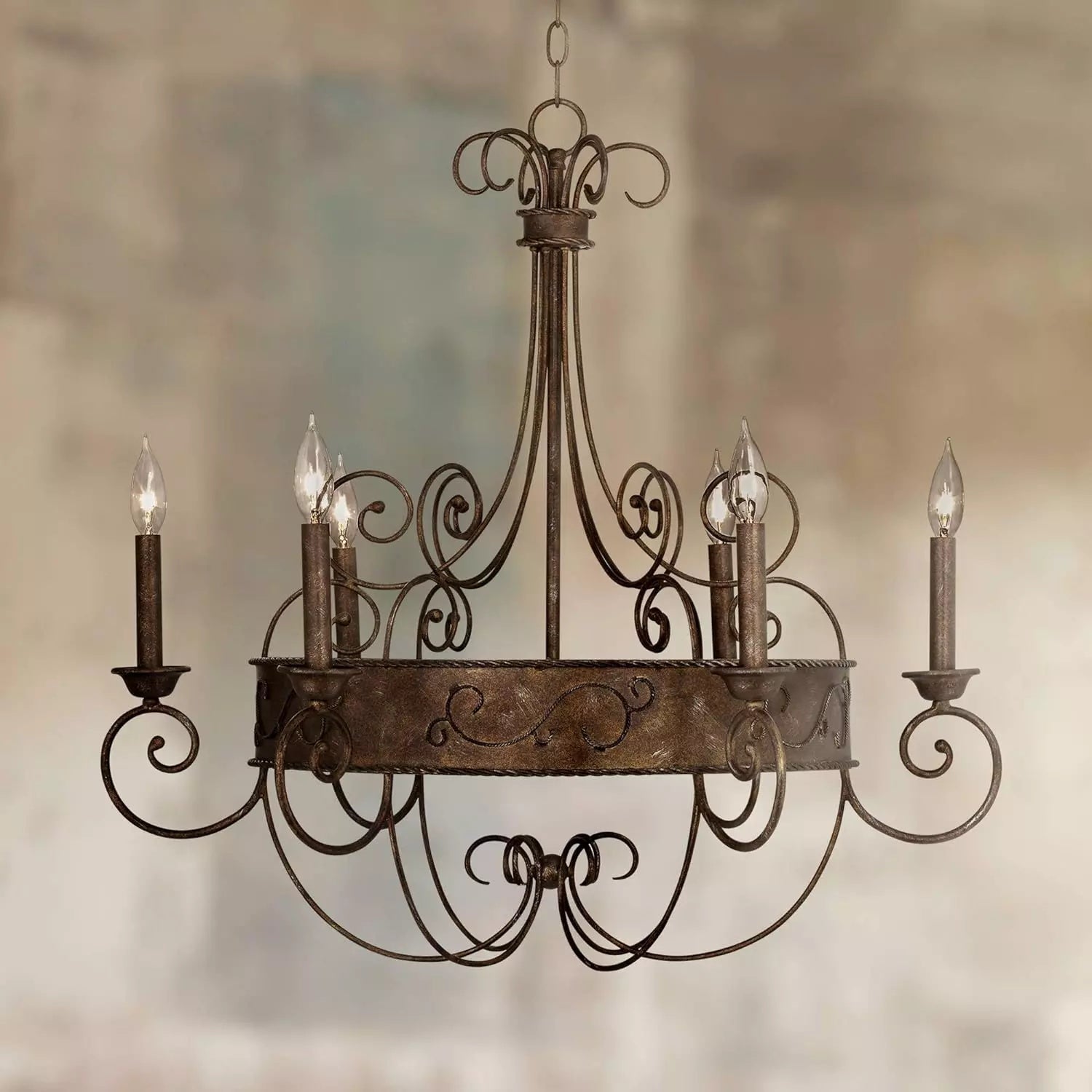 Itheira Vintage Industrial Rust Candlestick Chandelier - Letslighting