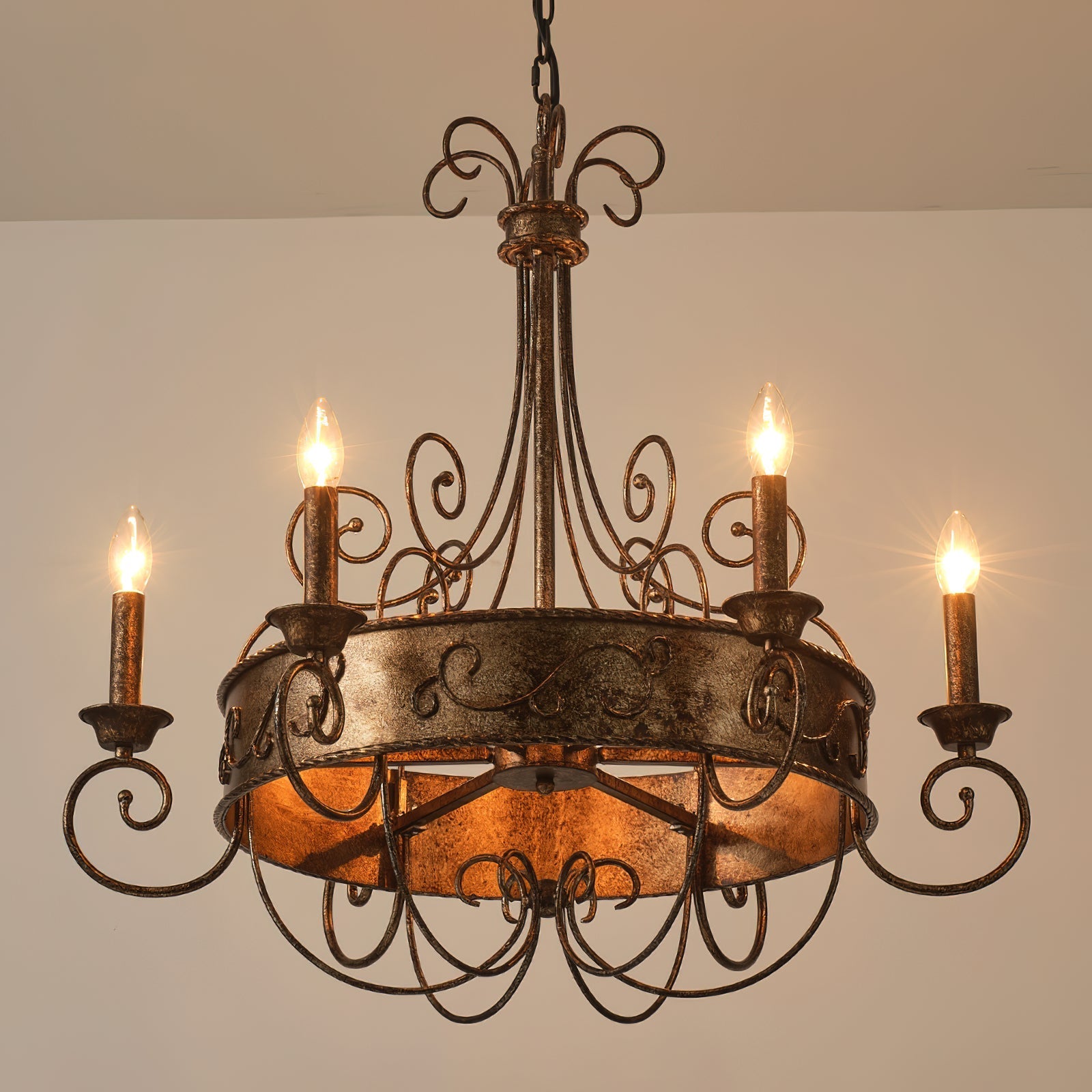 Itheira Vintage Industrial Rust Candlestick Chandelier - Letslighting