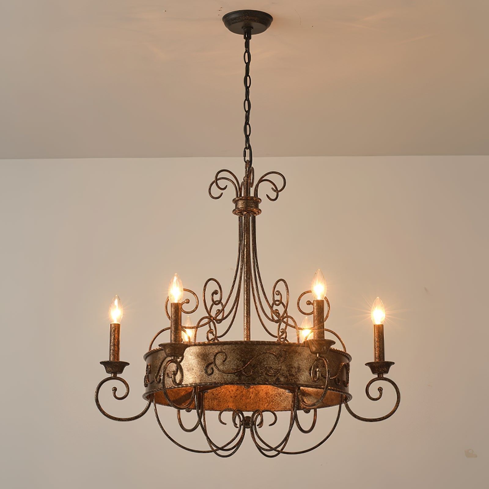 Itheira Vintage Industrial Rust Candlestick Chandelier - Letslighting