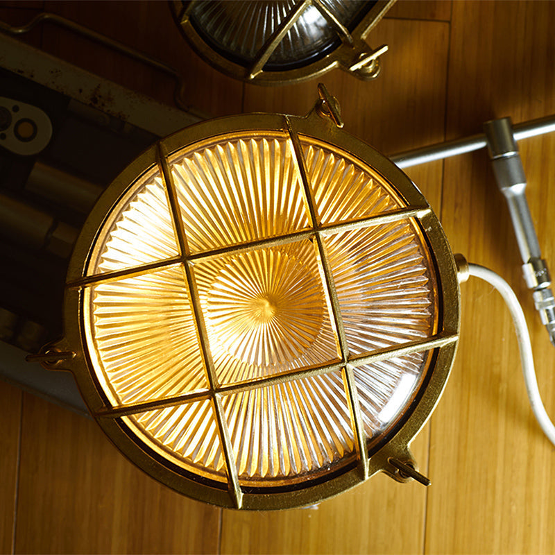 Erthearis Vintage Brass Bunker Sconce Wall Lamp - Letslighting