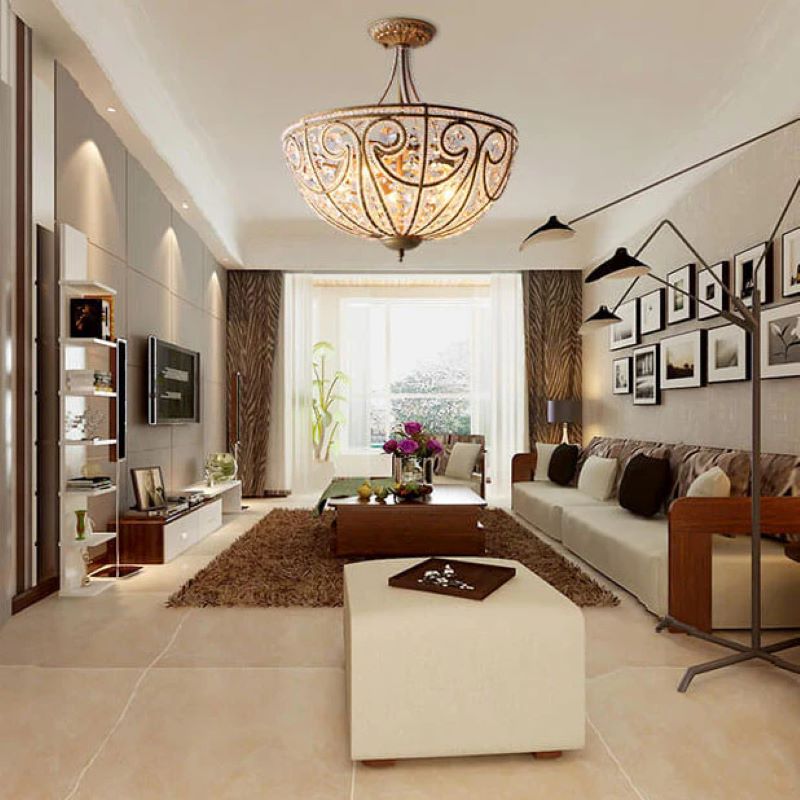 Kristy Retro LED Flush Mount Ceiling Light Metal/Glass Living Room