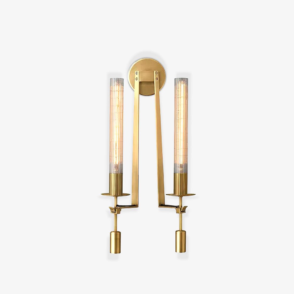 Lustra Wall Lamp Brass Minimalist Ribbed Glass - Letslighting