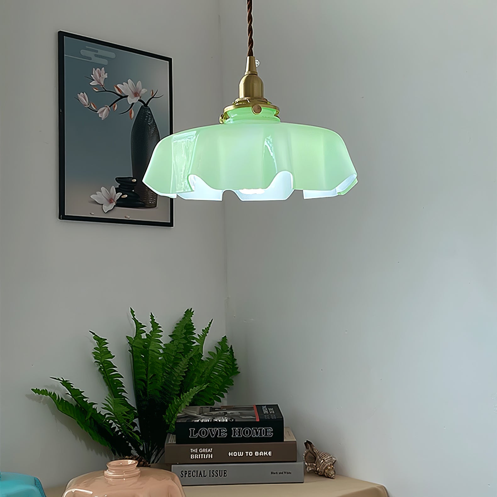 Aria Farmhouse Ruffled Pendant Light