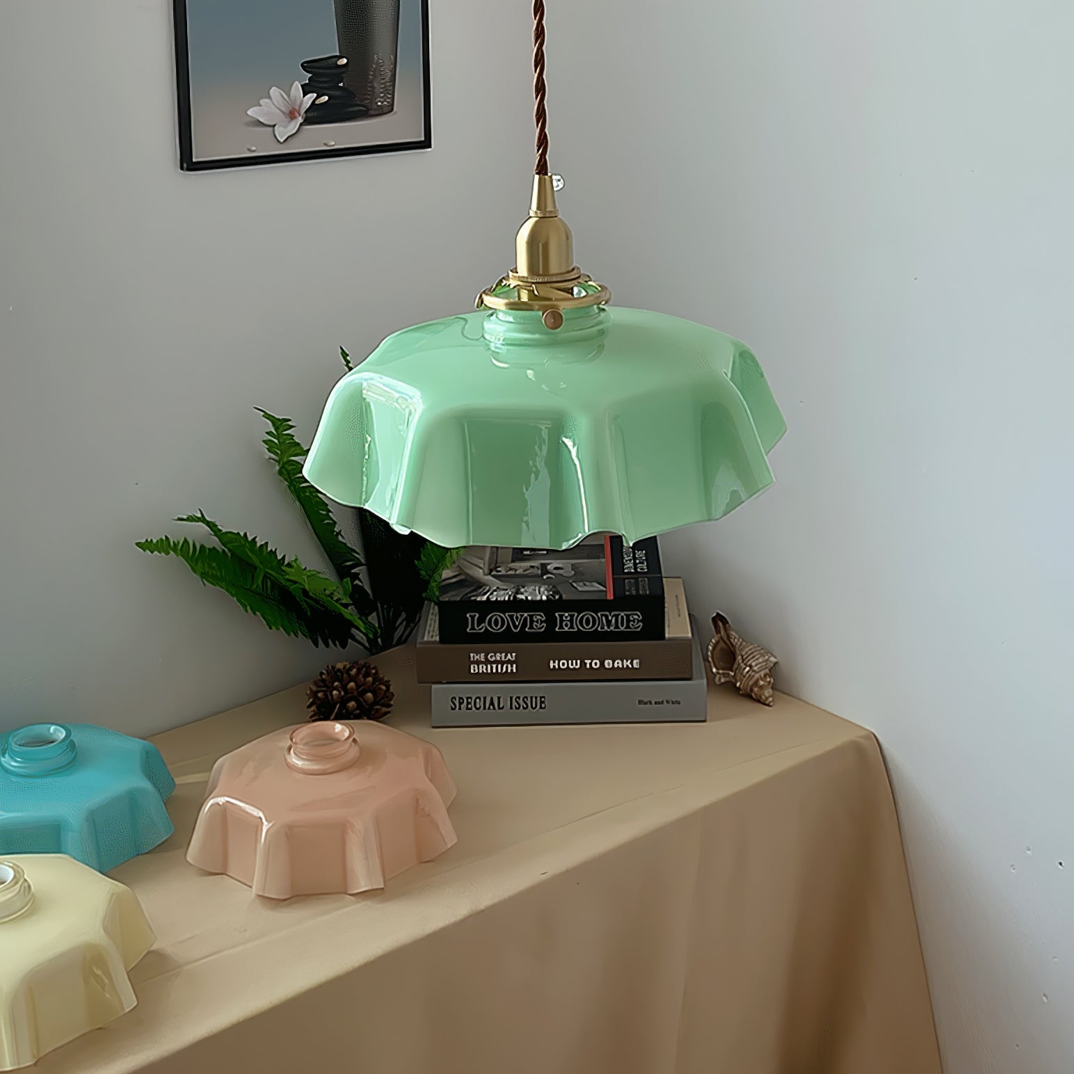 Aria Farmhouse Ruffled Pendant Light