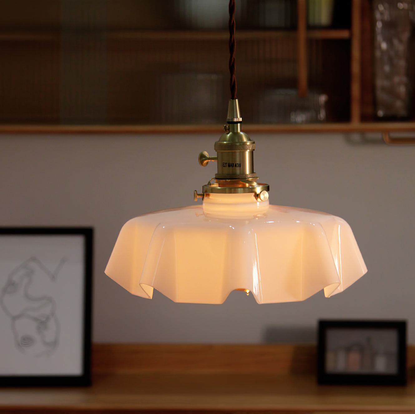 Aria Farmhouse Ruffled Pendant Light