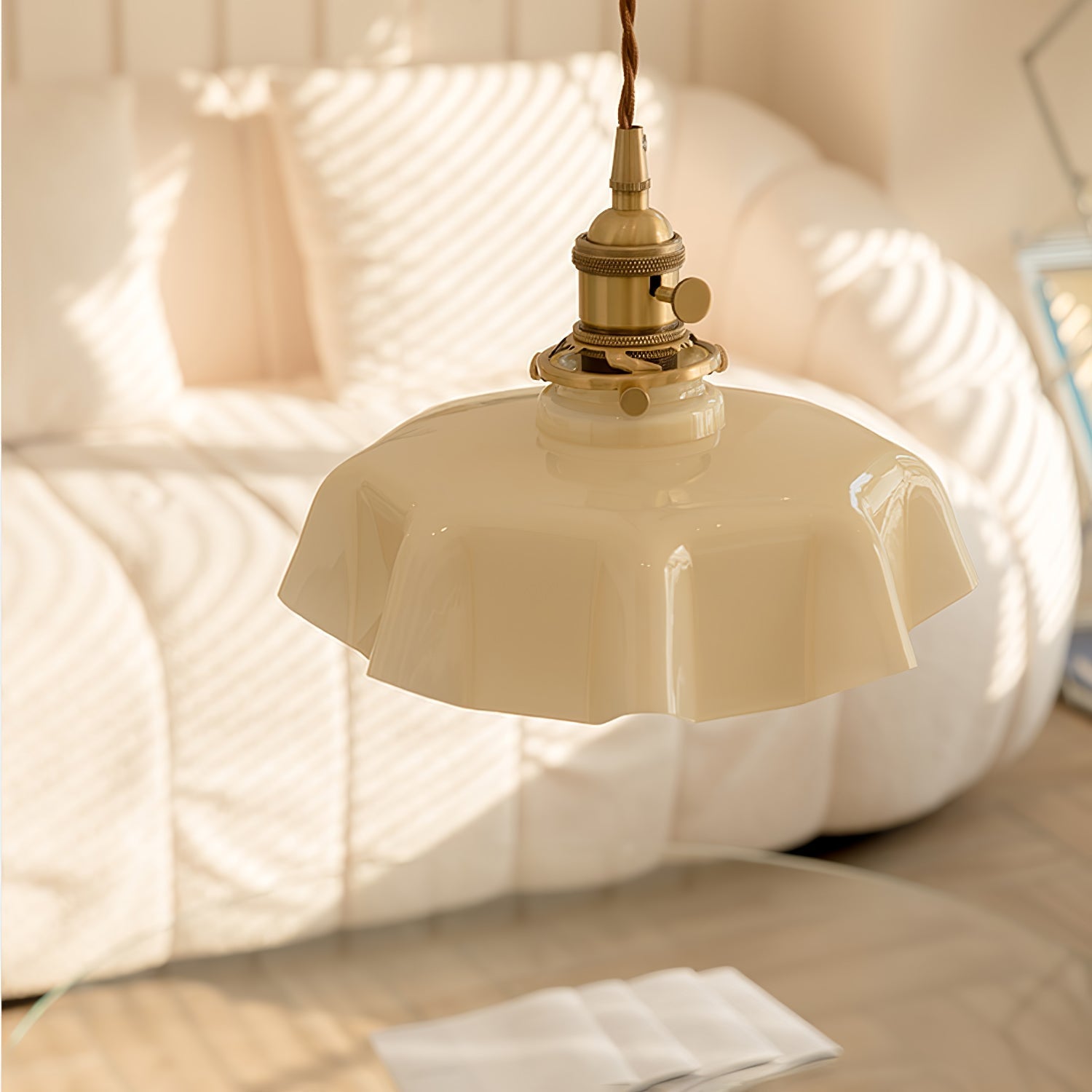 Aria Farmhouse Ruffled Pendant Light