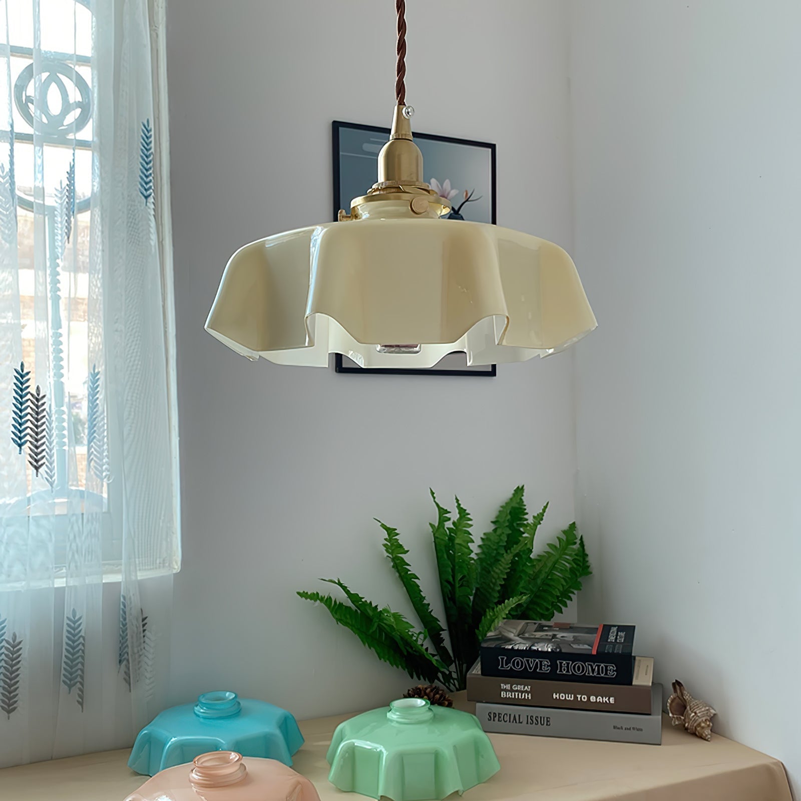 Aria Farmhouse Ruffled Pendant Light