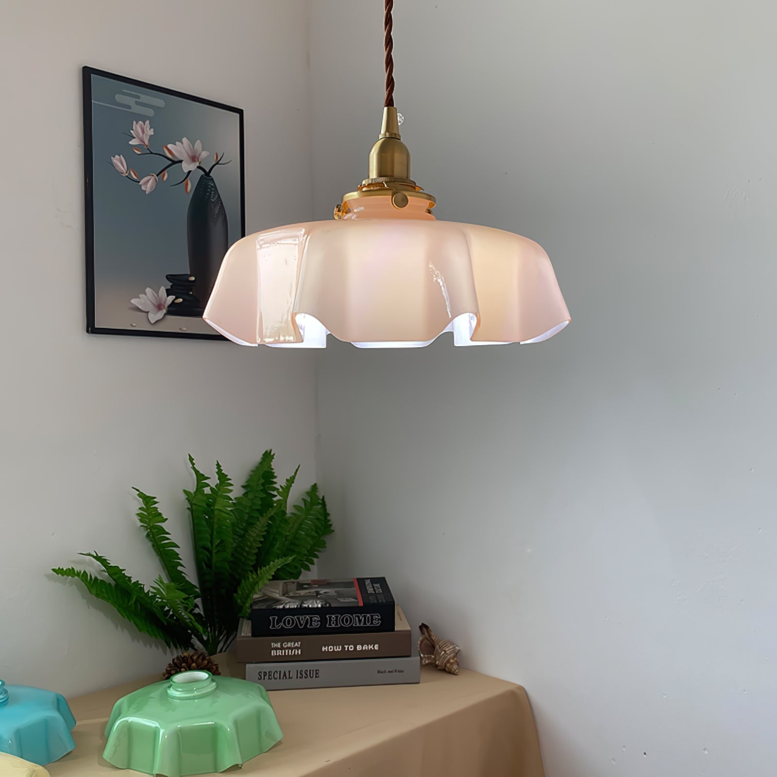 Aria Farmhouse Ruffled Pendant Light