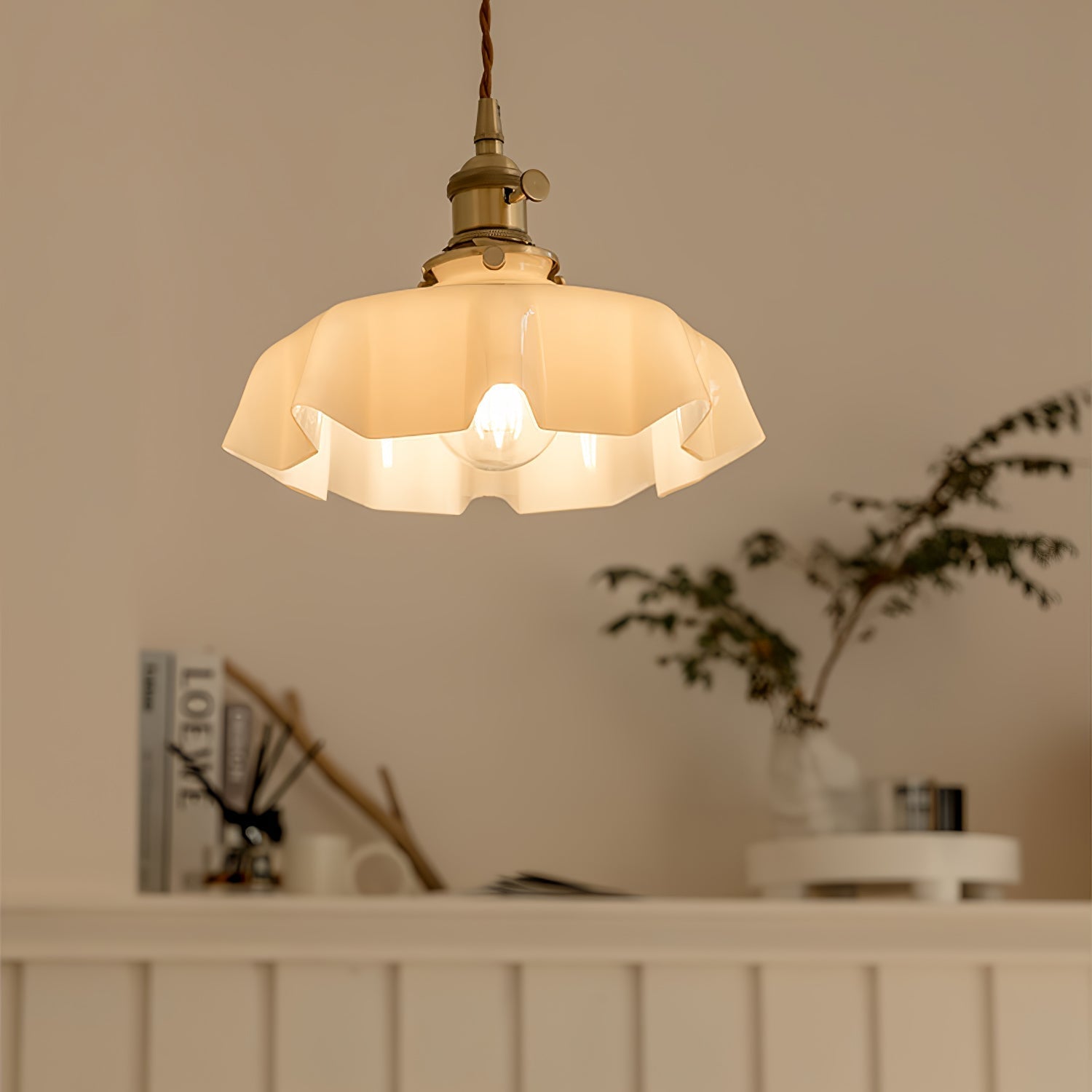 Aria Farmhouse Ruffled Pendant Light