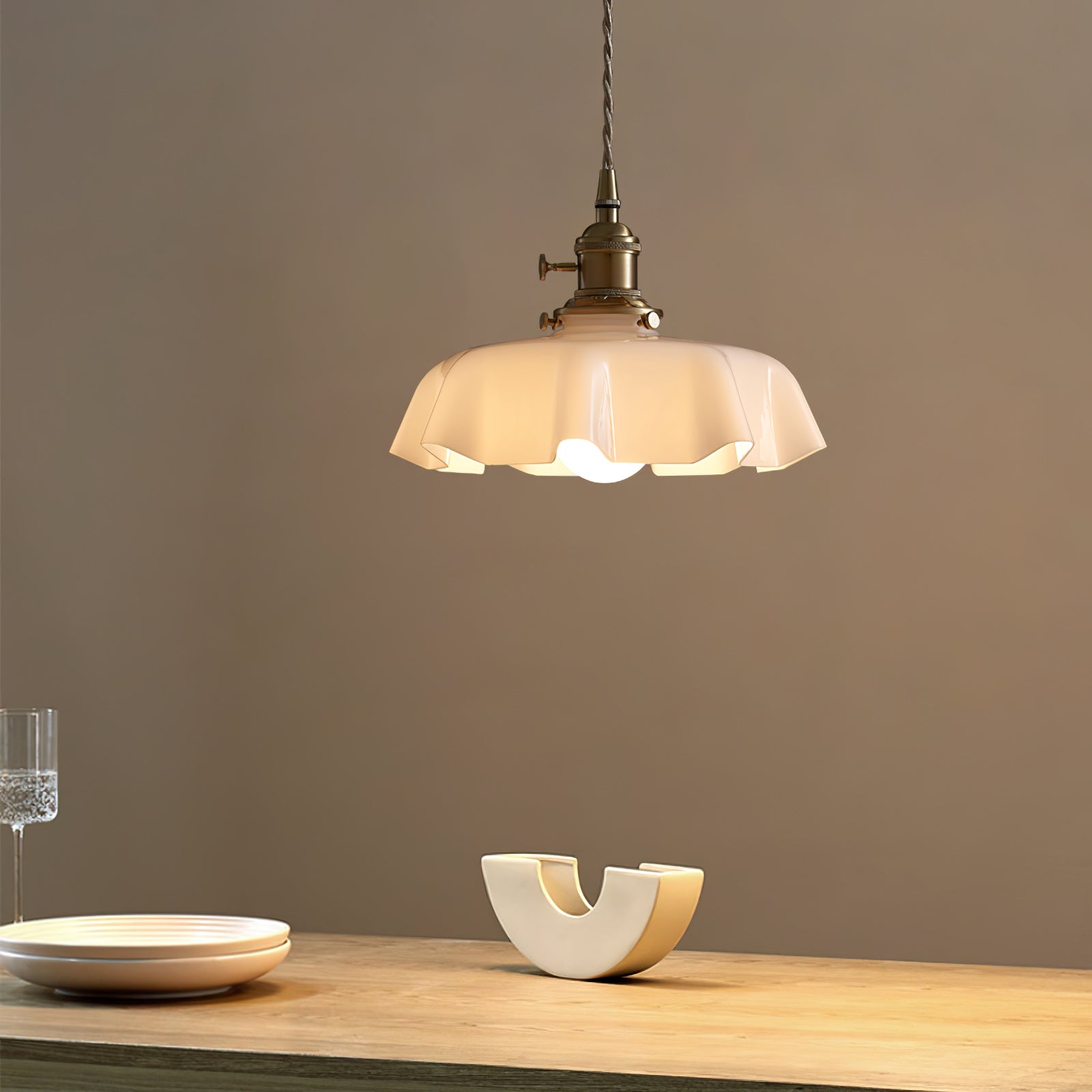 Aria Farmhouse Ruffled Pendant Light