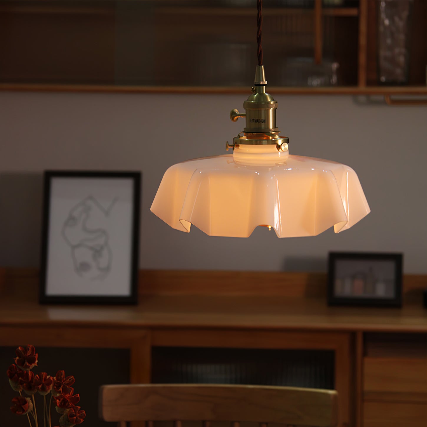 Aria Farmhouse Ruffled Pendant Light