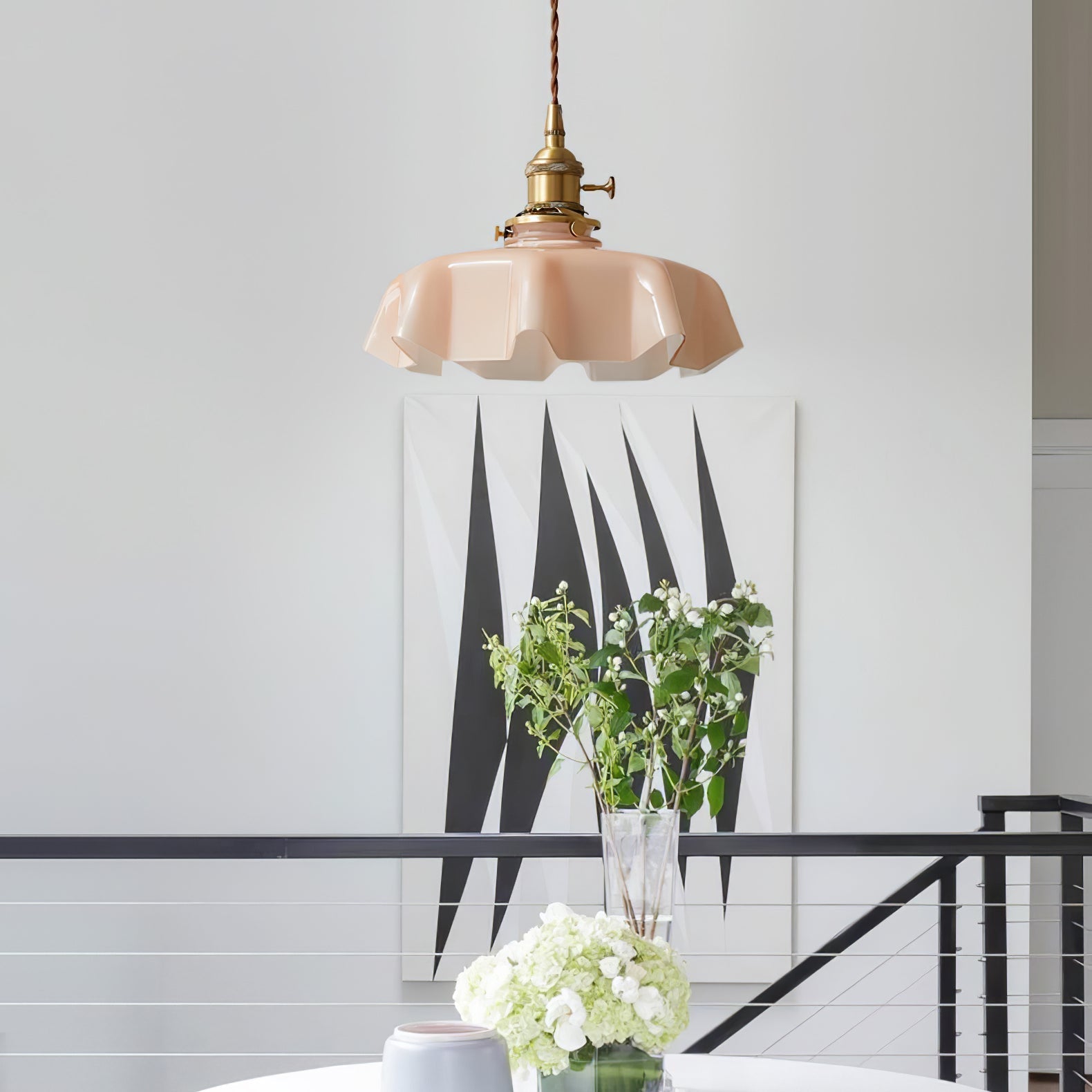 Aria Farmhouse Ruffled Pendant Light