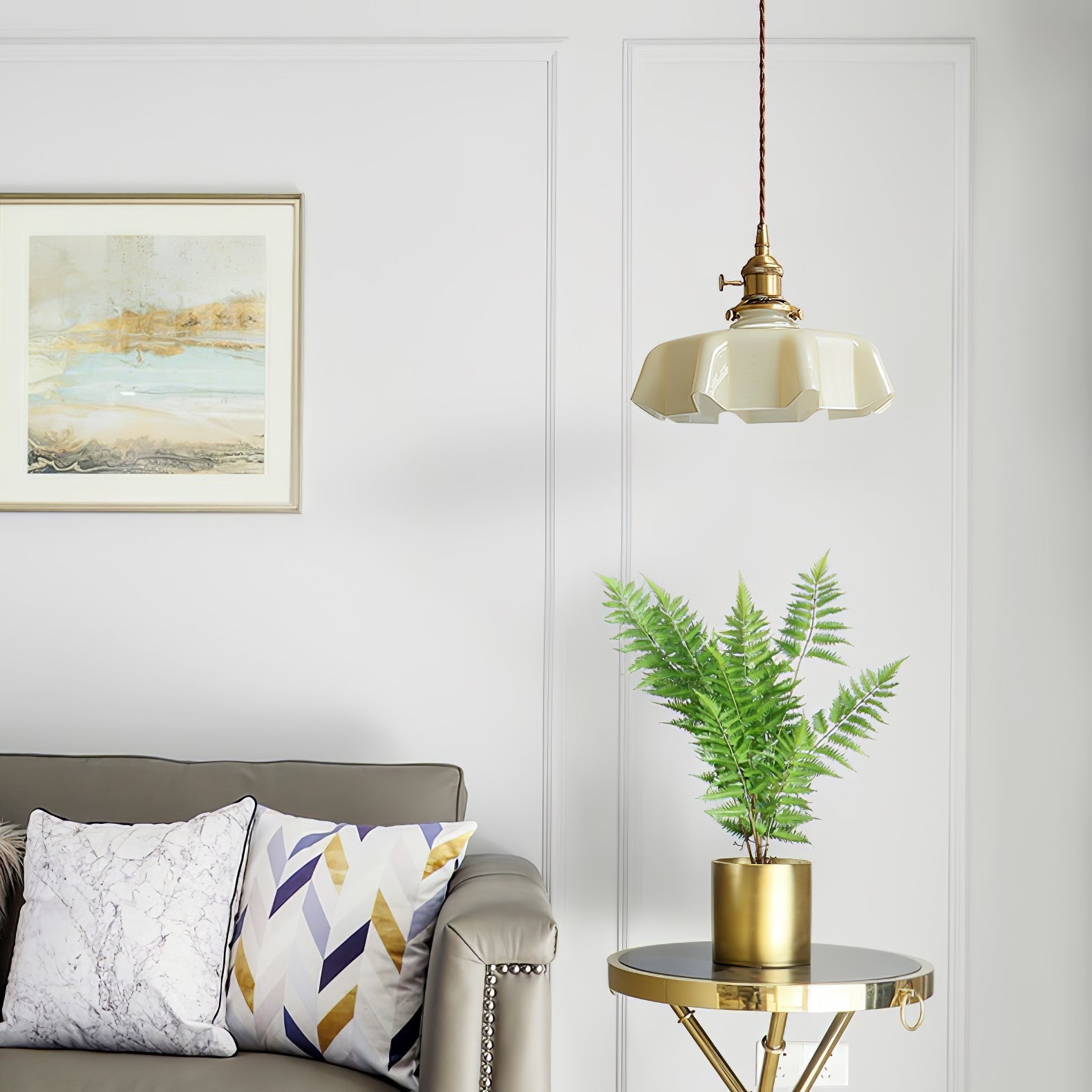 Aria Farmhouse Ruffled Pendant Light