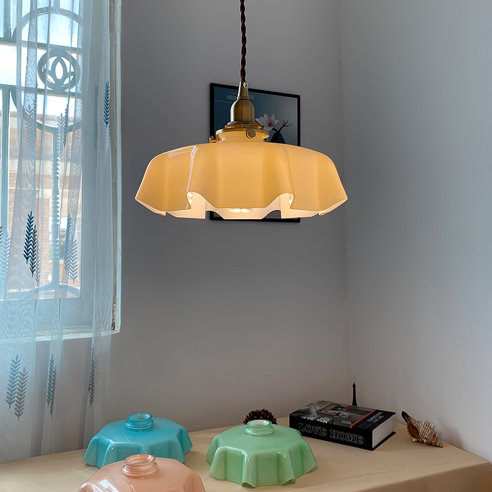 Aria Farmhouse Ruffled Pendant Light