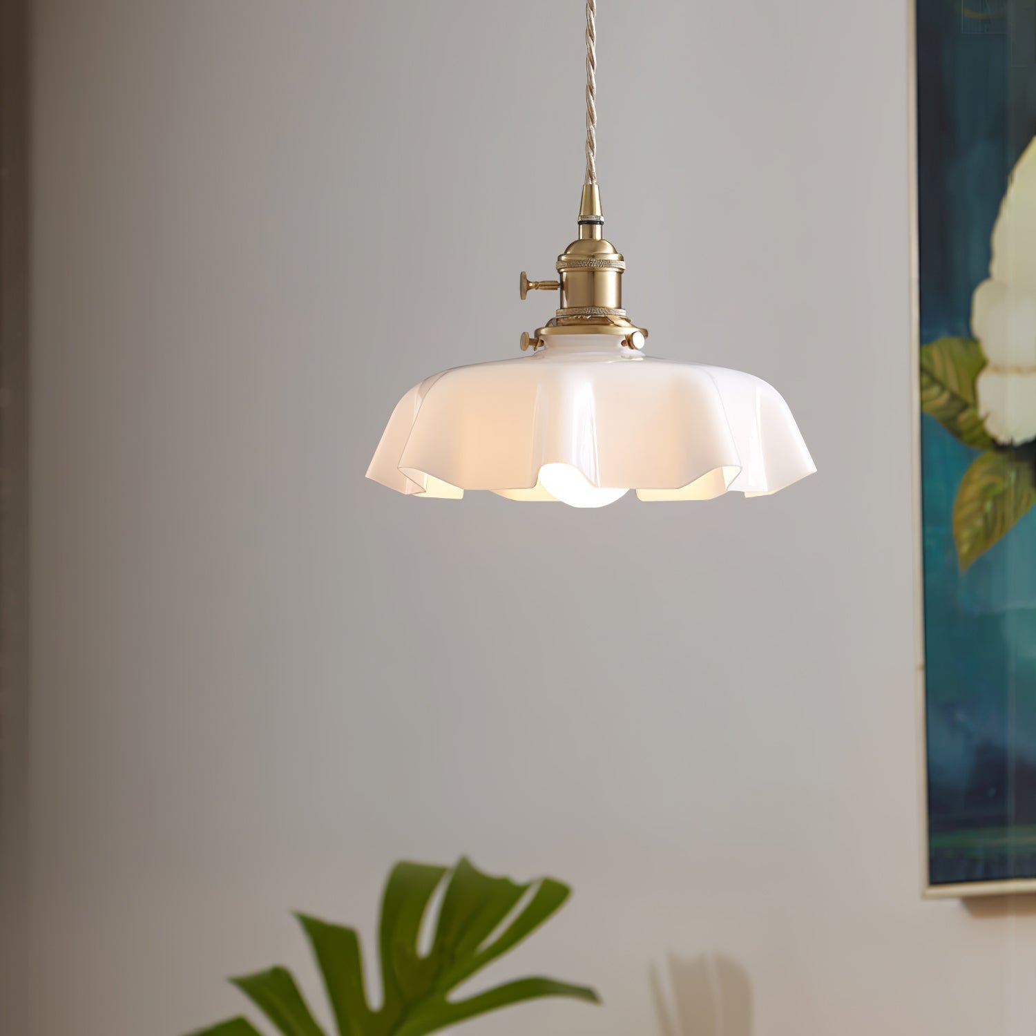 Aria Farmhouse Ruffled Pendant Light
