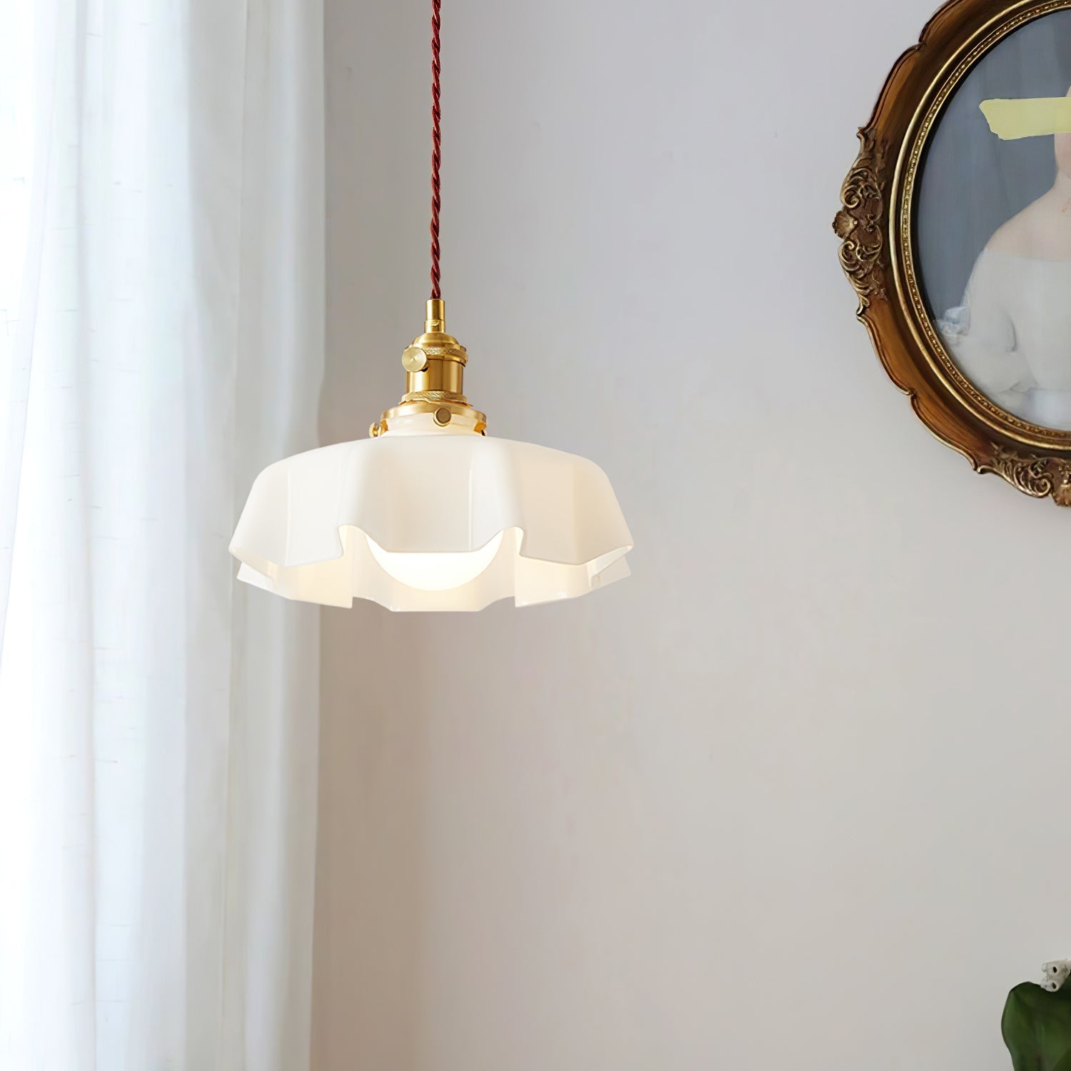 Aria Farmhouse Ruffled Pendant Light