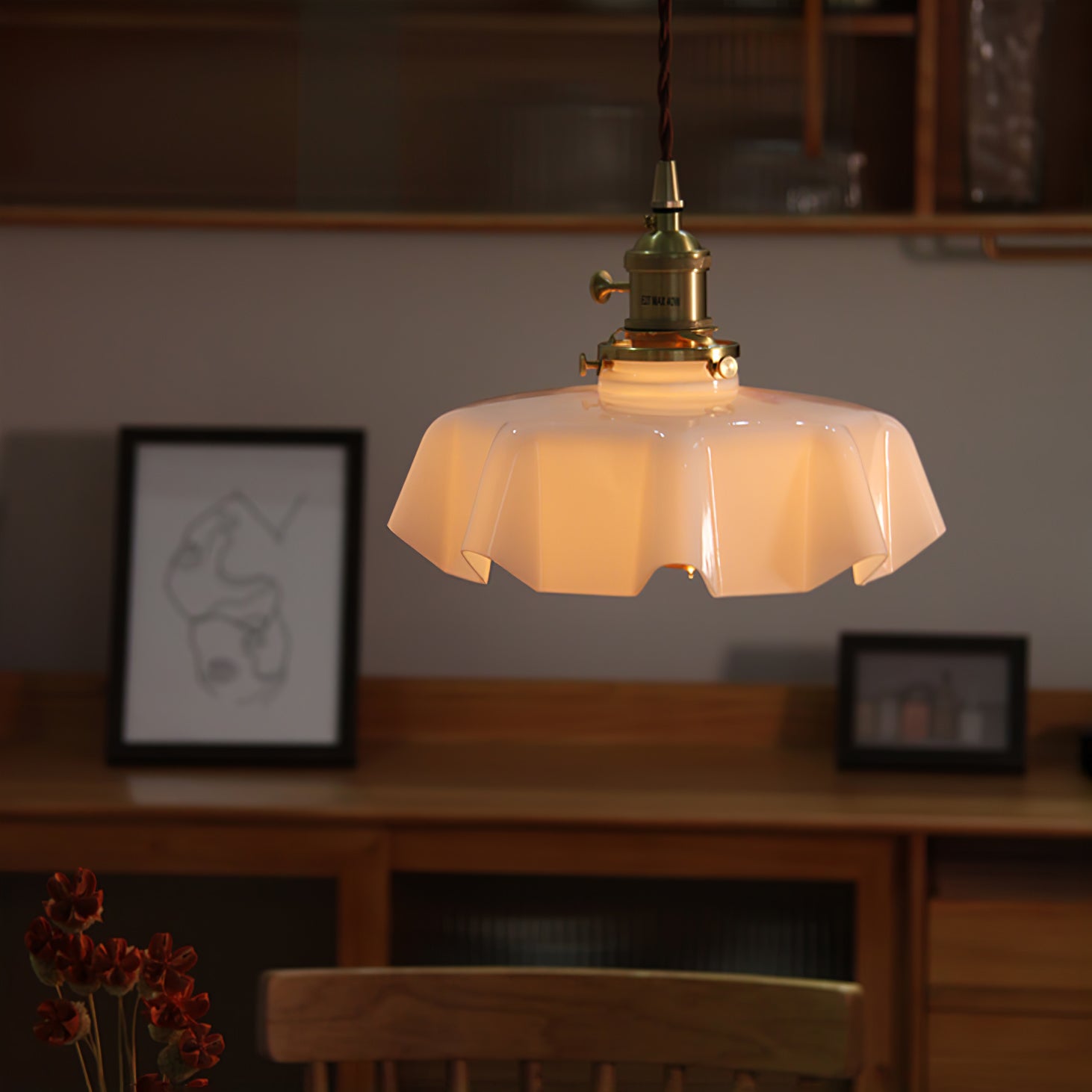 Aria Farmhouse Ruffled Pendant Light