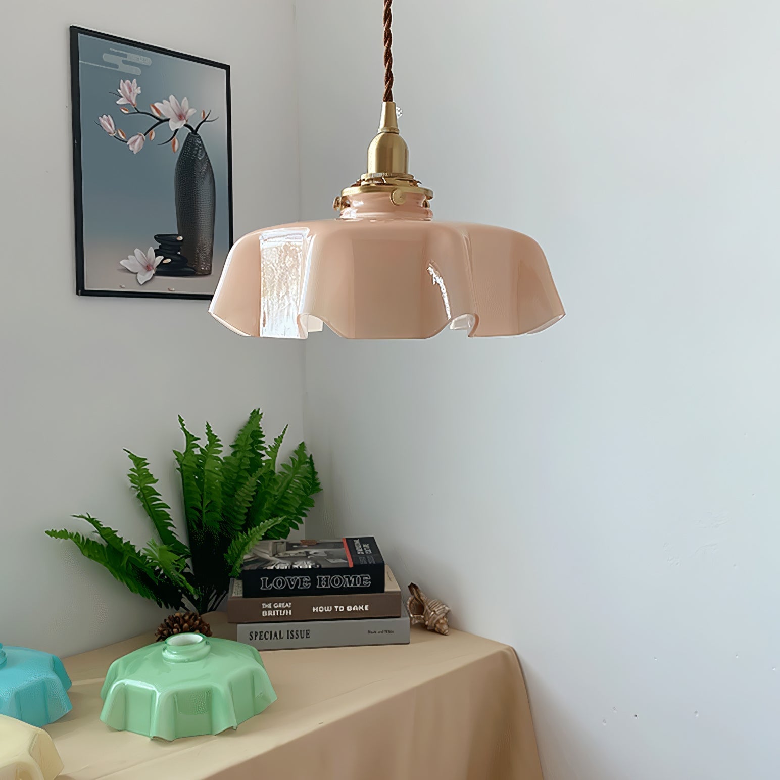 Aria Farmhouse Ruffled Pendant Light