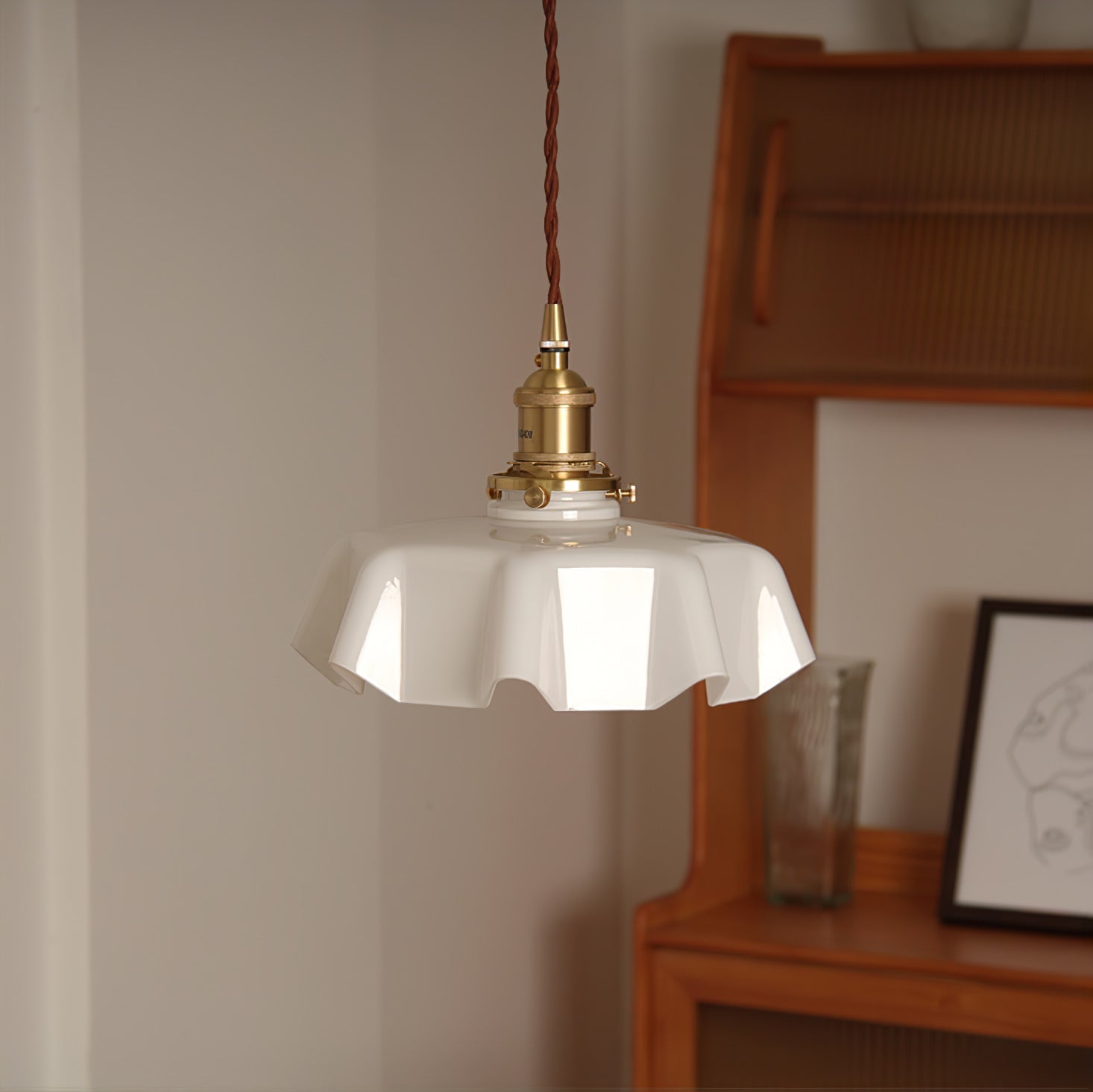 Aria Farmhouse Ruffled Pendant Light