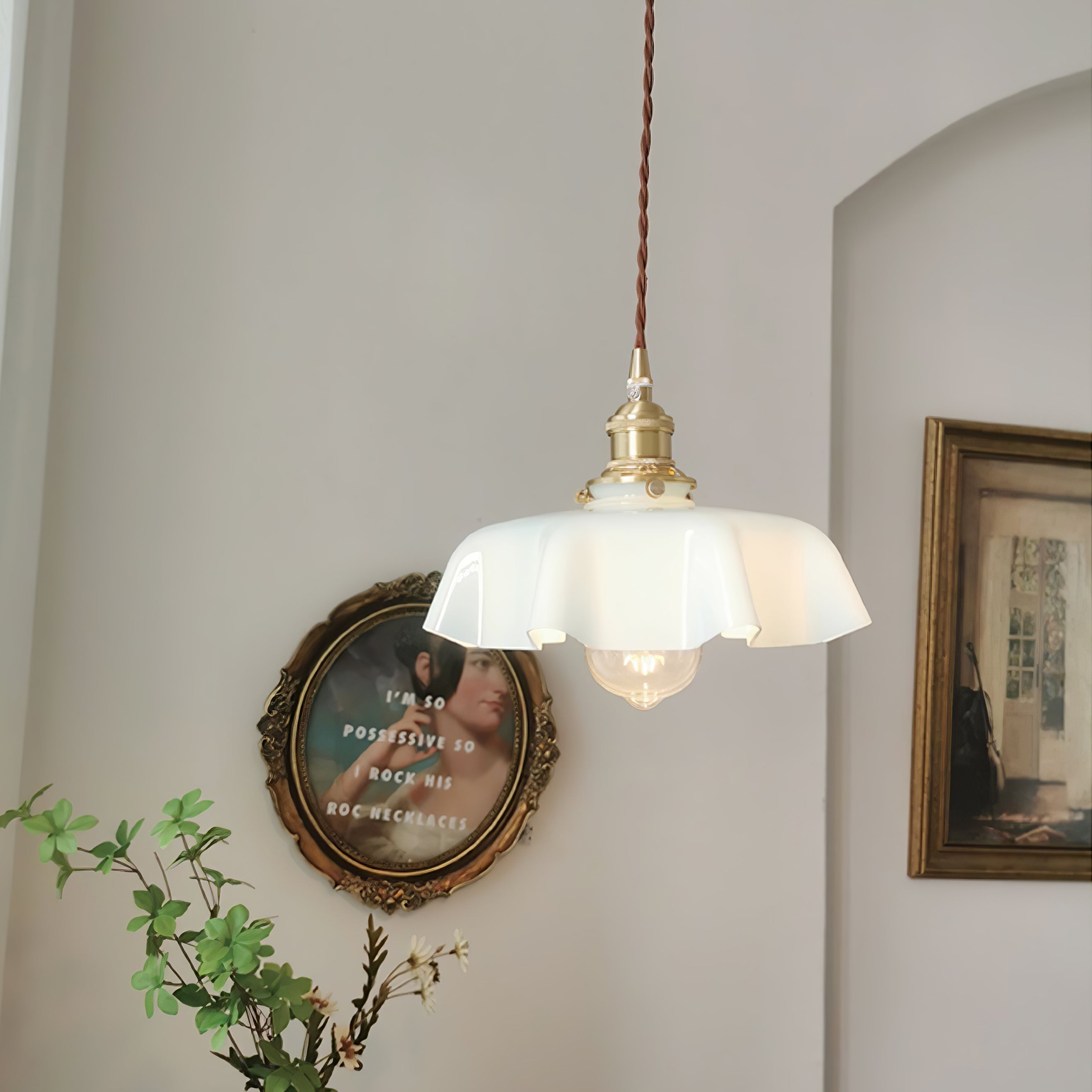 Aria Farmhouse Ruffled Pendant Light